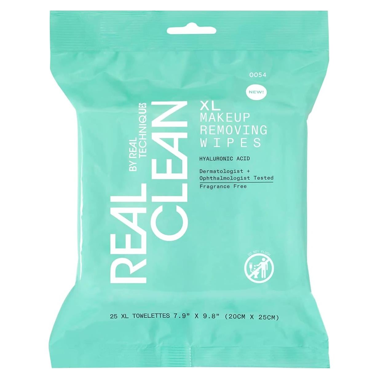Toallitas Faciales XL Real Techniques con Ácido Hialurónico - 25 Unidades