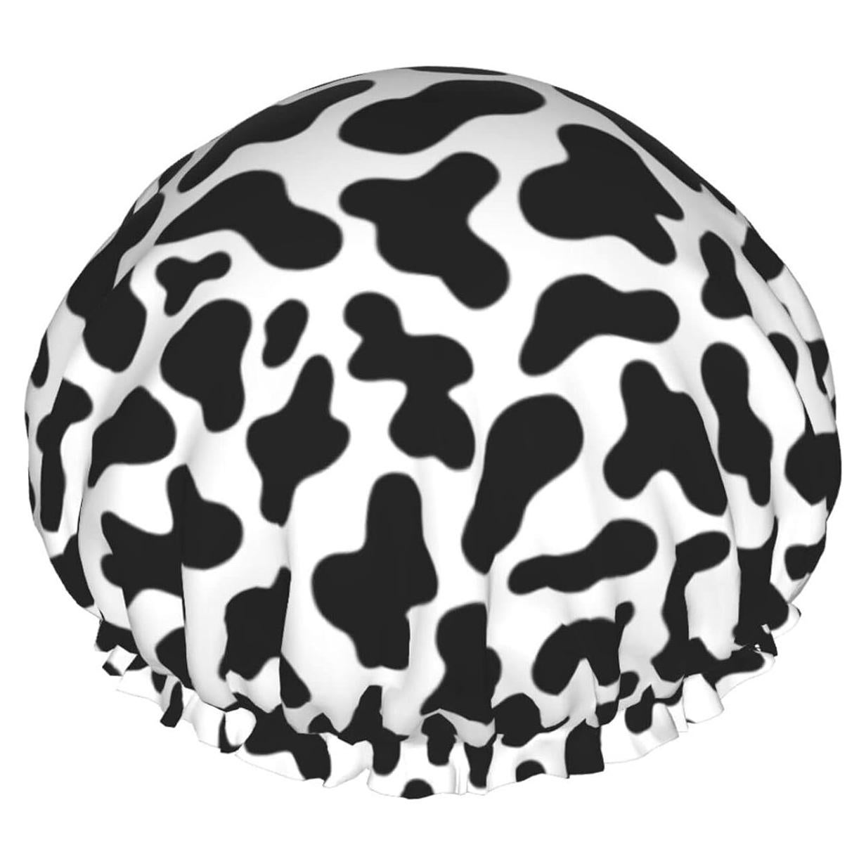 Gorro de Ducha JUKE Piel de Vaca Negra y Blanca Impermeable