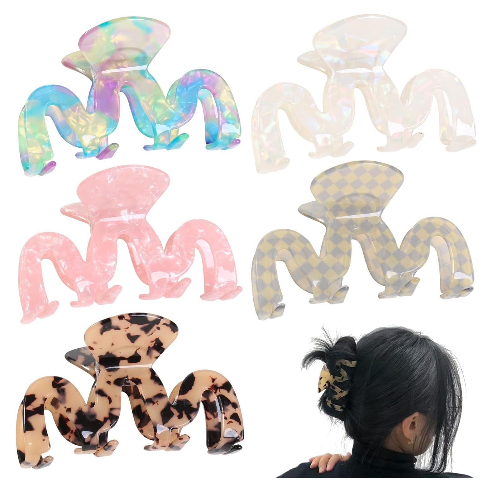 Pinzas para Cabello Multicolores Jayongnee - 5 Piezas Grandes