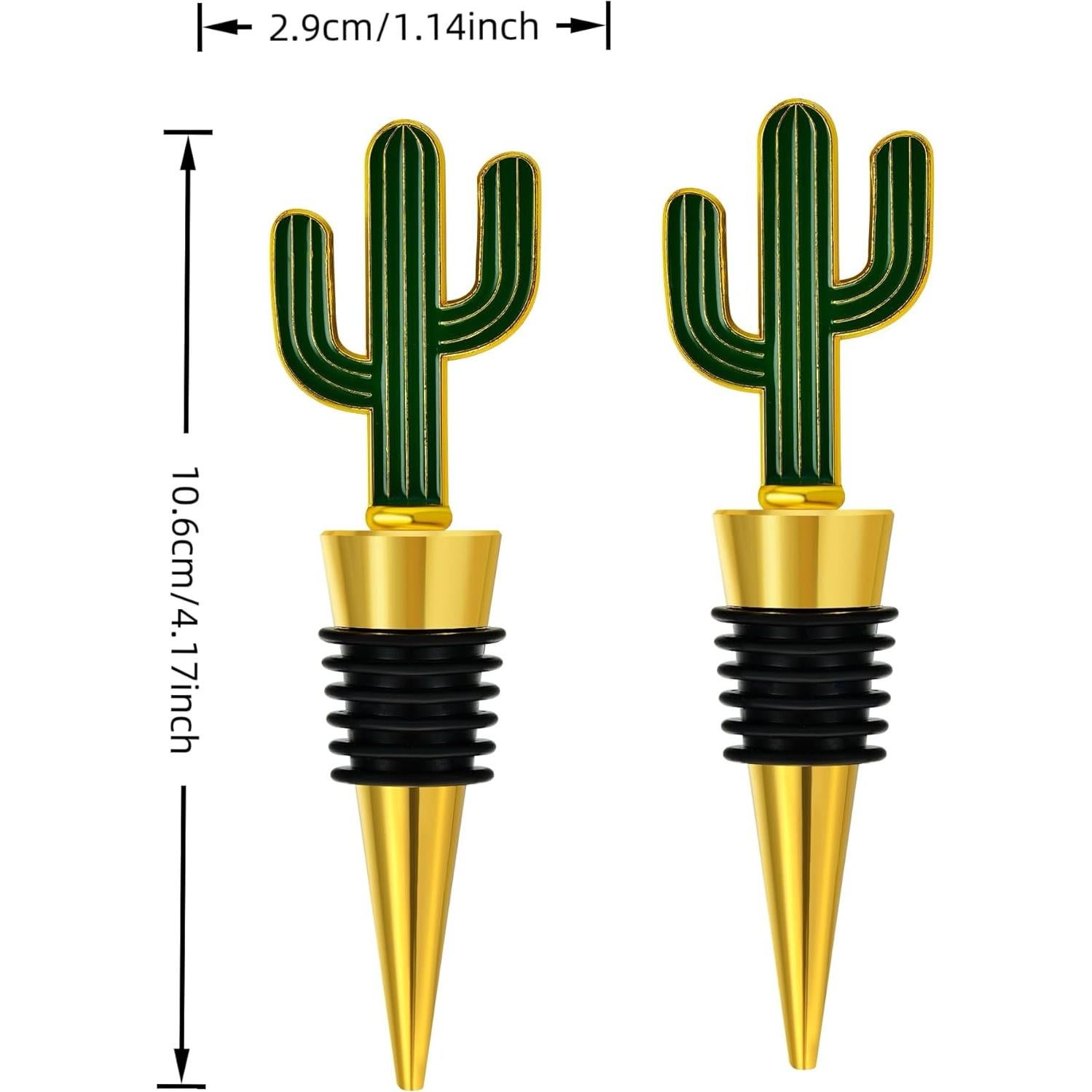 RICHCEE 2 Tapones de Vino Cactus de Aleación de Zinc