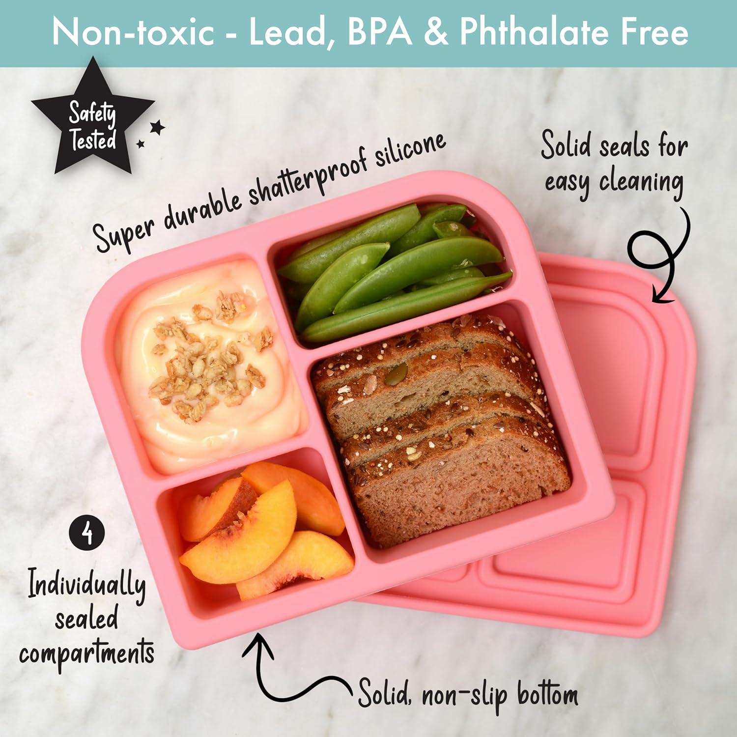 Caja Bento de Silicona PrimaStella 16 oz Rosa Coral - A prueba de Fugas