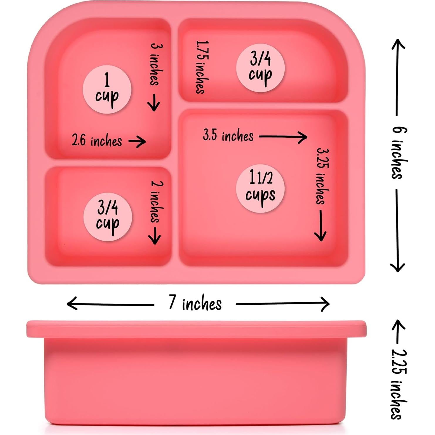 Caja Bento de Silicona PrimaStella 16 oz Rosa Coral - A prueba de Fugas