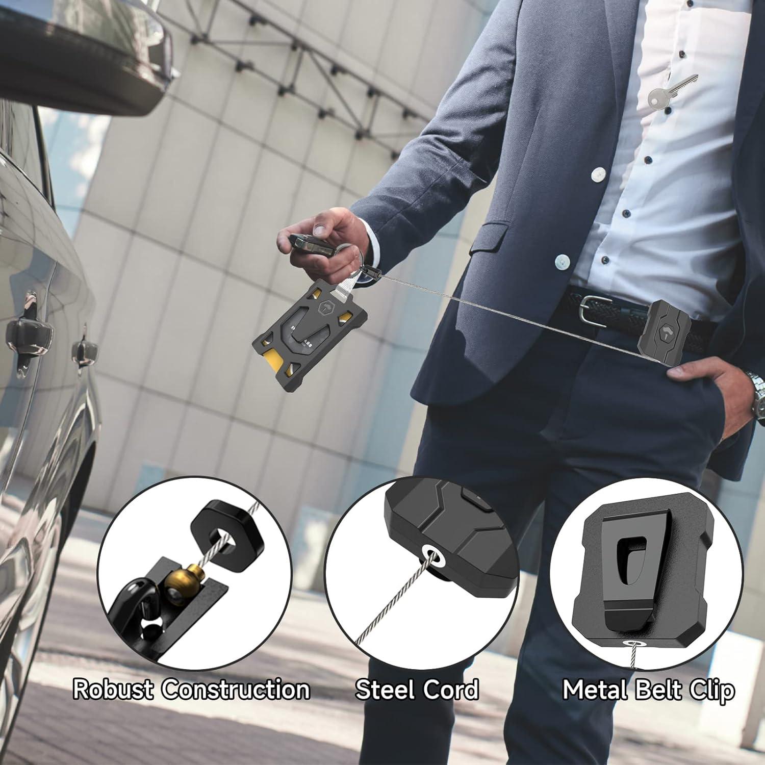 Soporte de Insignia Retráctil VYNCS con Clip de Cinturón 80 cm