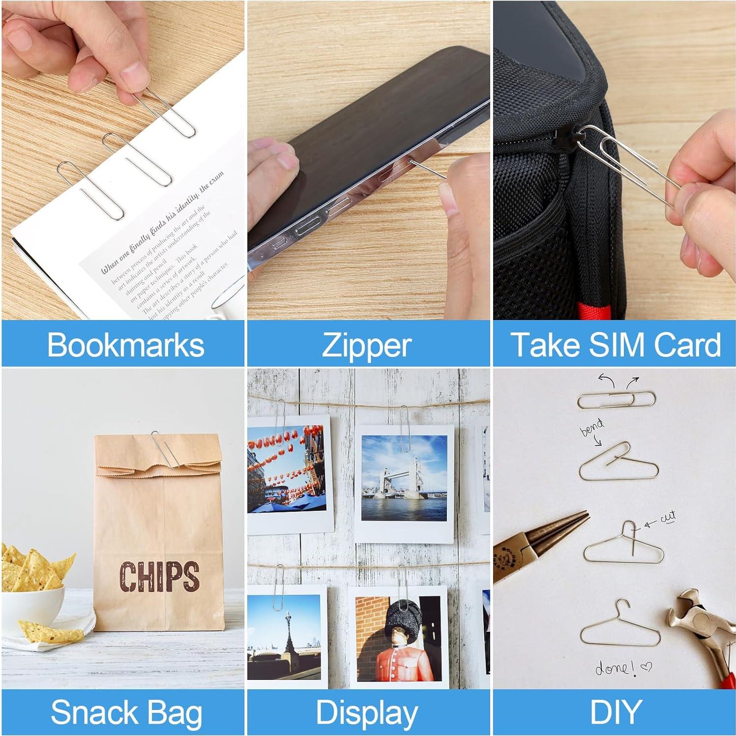 700 Clips de Papel Jumbo Joyberg Plateados 33 mm Reutilizables