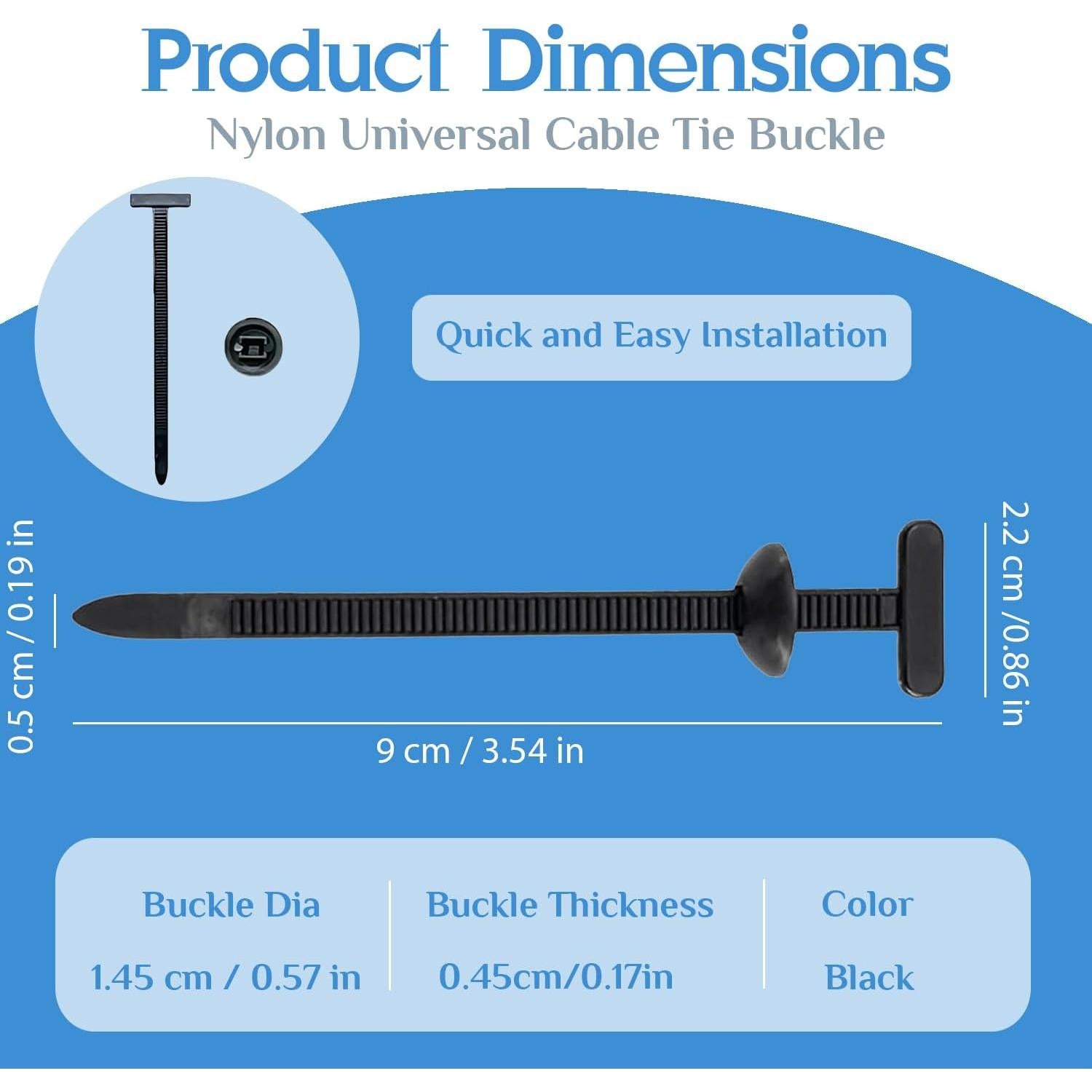 100 Hebillas de Cable de Nylon Universal para Automóviles