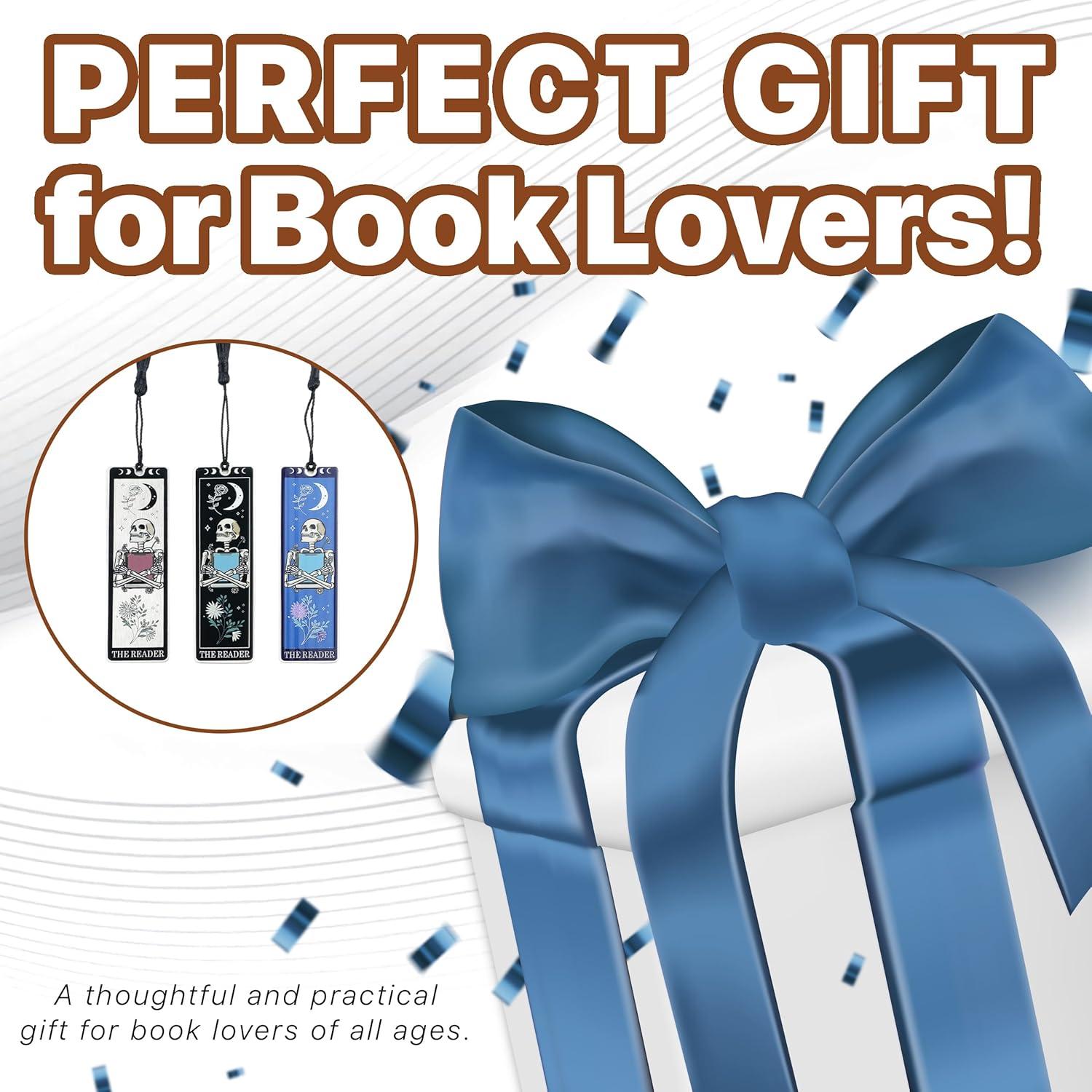 Marcador de Metal WACANTIC Esqueleto Gótico con Borlas Negro