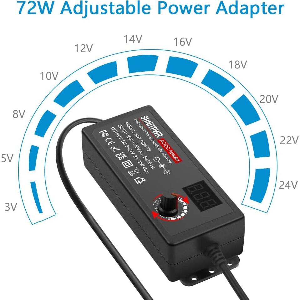 Fuente de Alimentación Ajustable SHNITPWR 72W 3V-24V AC/DC