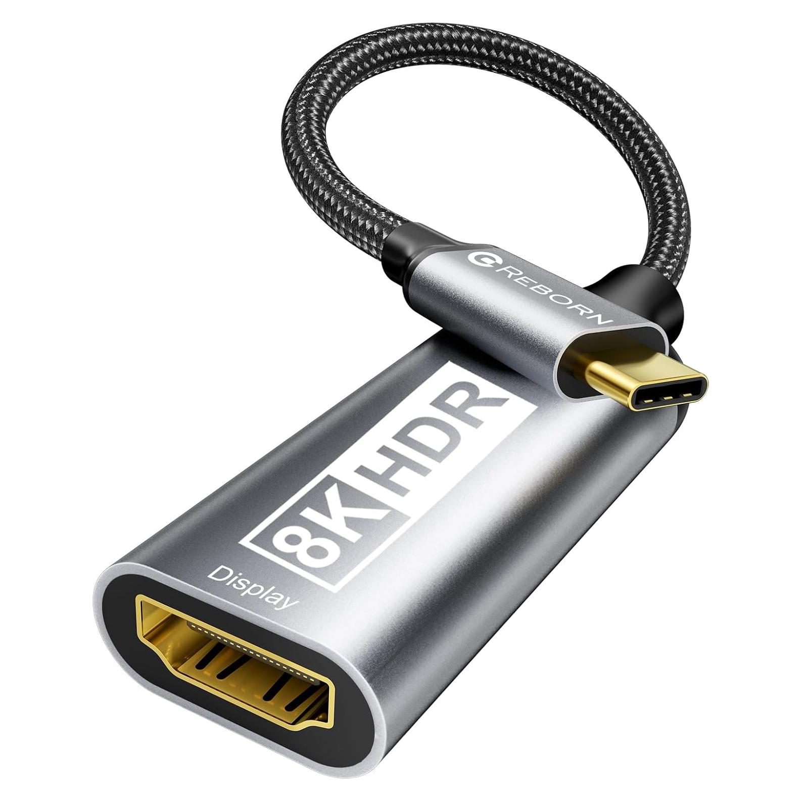 Adaptador Reborn USB-C a HDMI 2.1 8K 60Hz - Compatible Thunderbolt