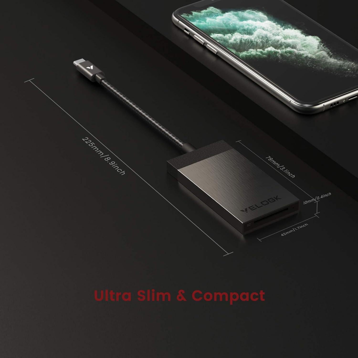 Lector de tarjetas 3-en-1 VELOGK CFexpress/XQD/SD 4.0 USB-C