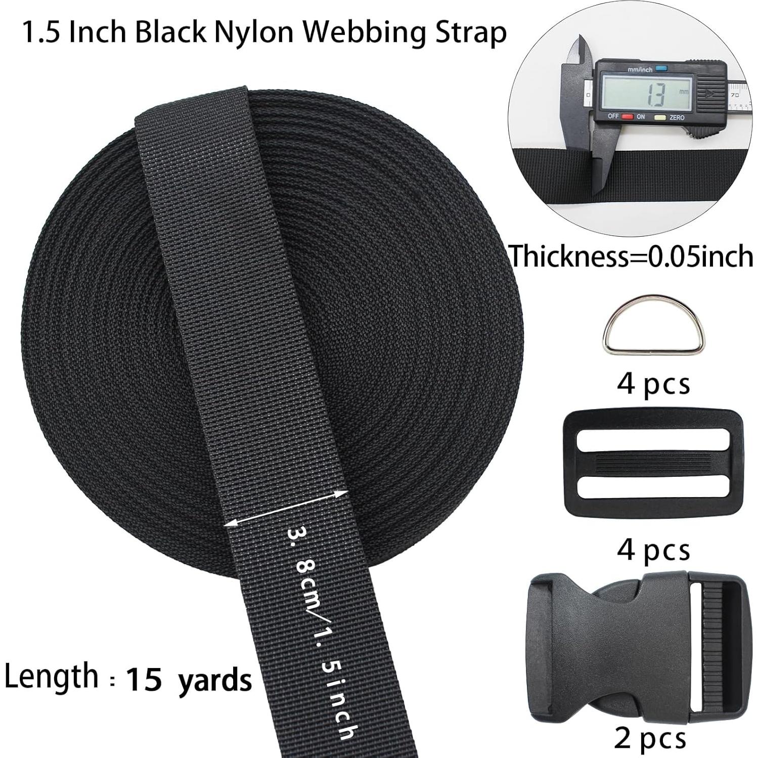 Correa de Nylon Negra ZHFMILY 13.72 m con Hebillas Ajustables