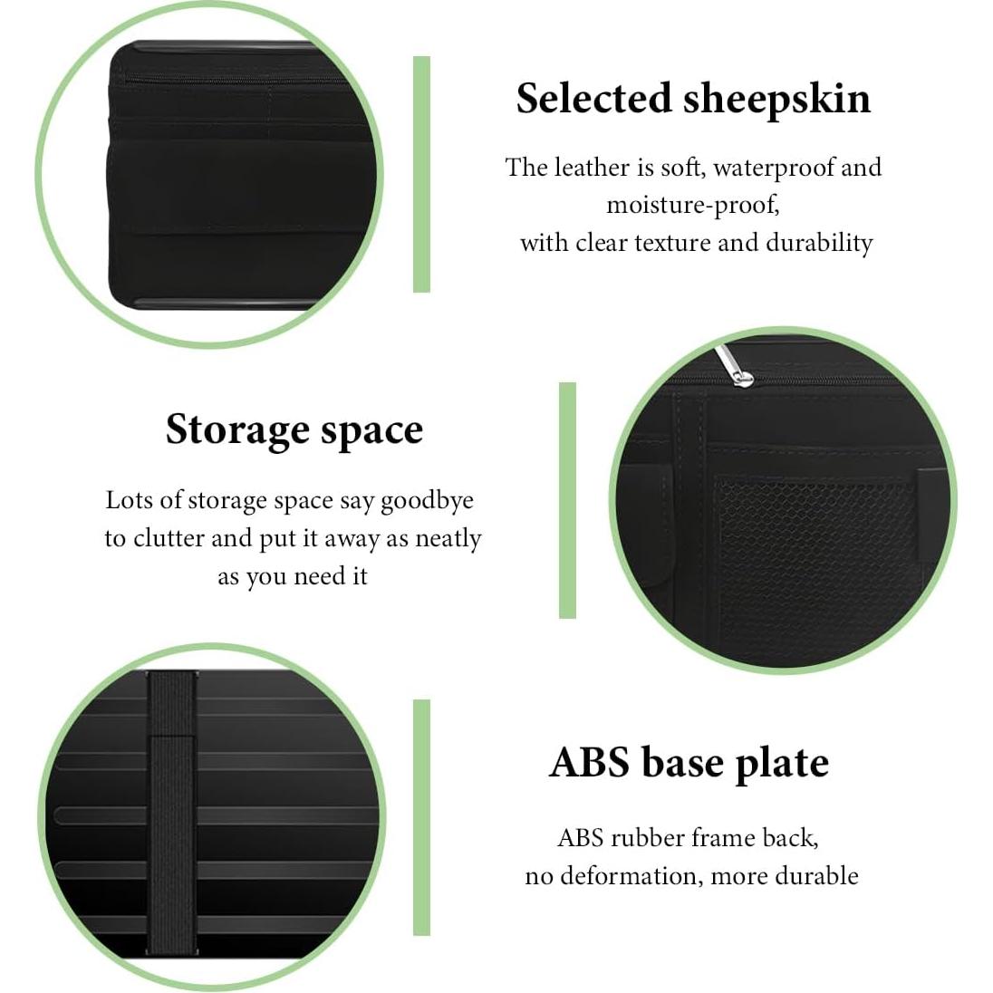 Organizador de Visera de Coche FSTURIOS en Cuero Suede Negro