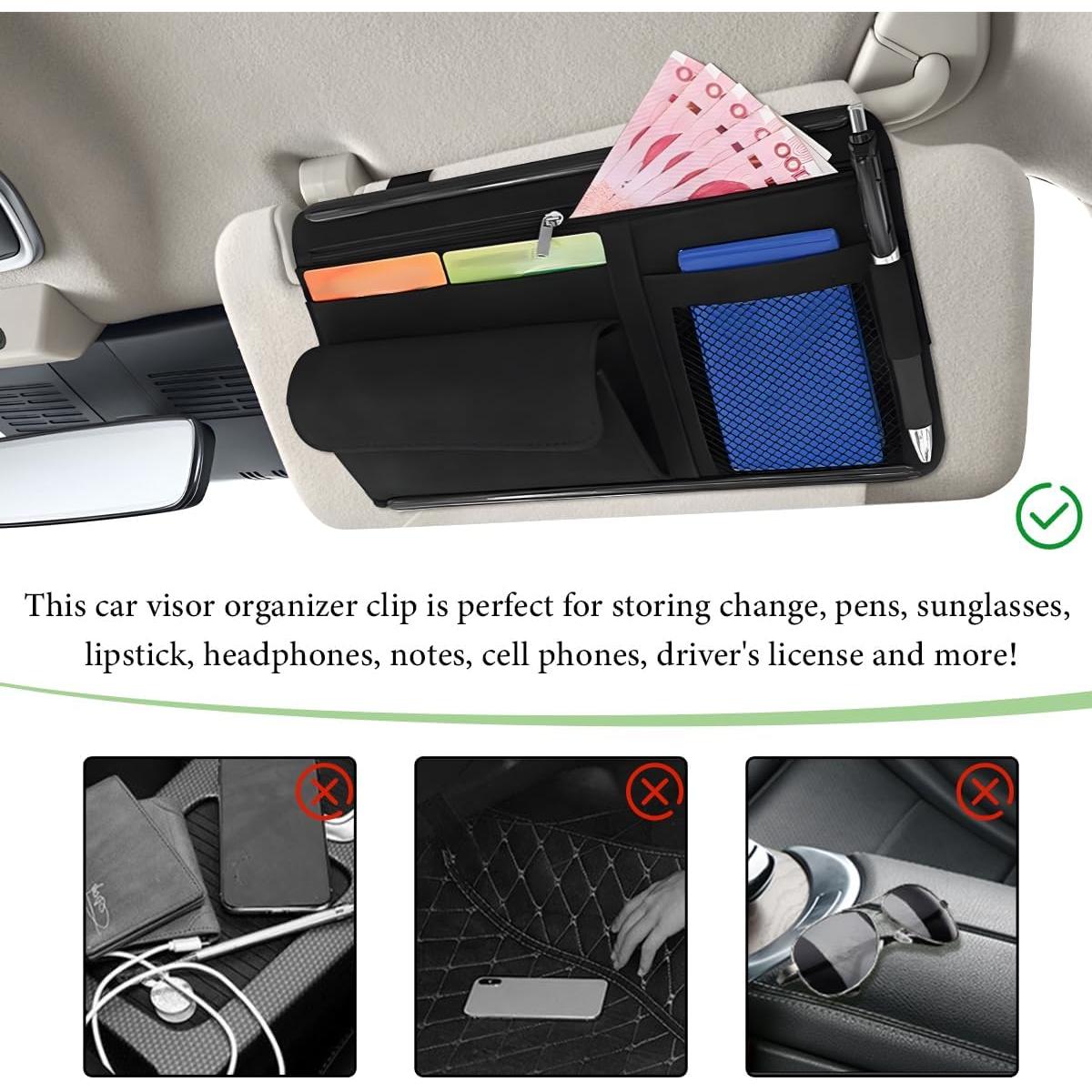 Organizador de Visera de Coche FSTURIOS en Cuero Suede Negro