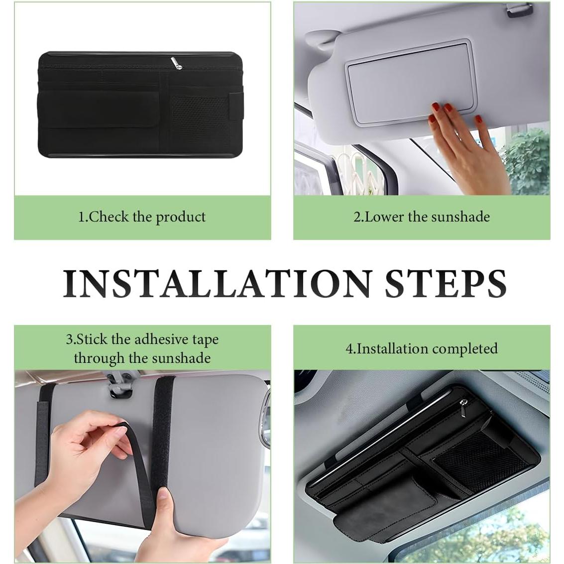 Organizador de Visera de Coche FSTURIOS en Cuero Suede Negro