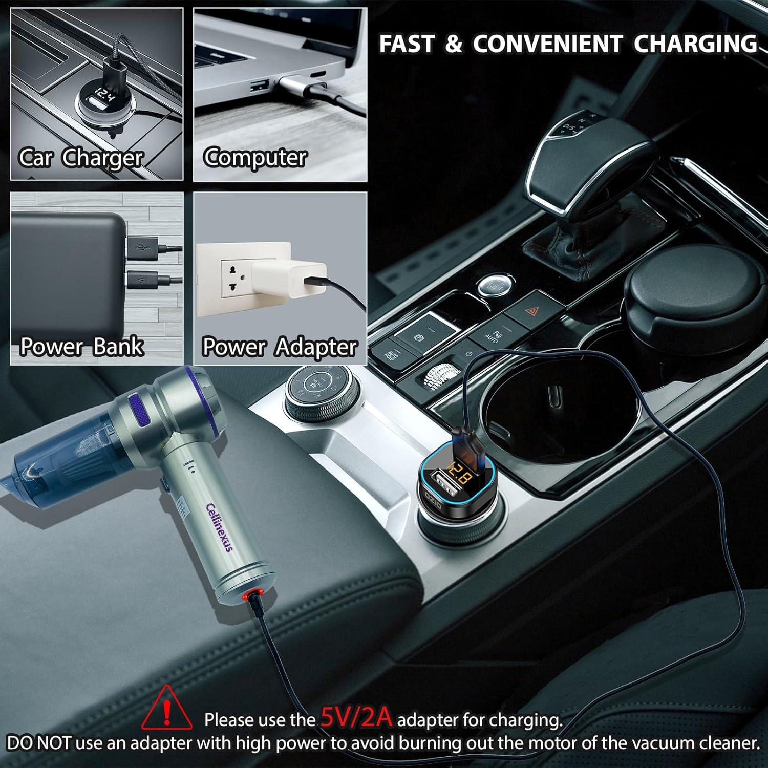 Aspiradora de Coche Cellinexus 180W Sin Cable 4-en-1 21000Pa