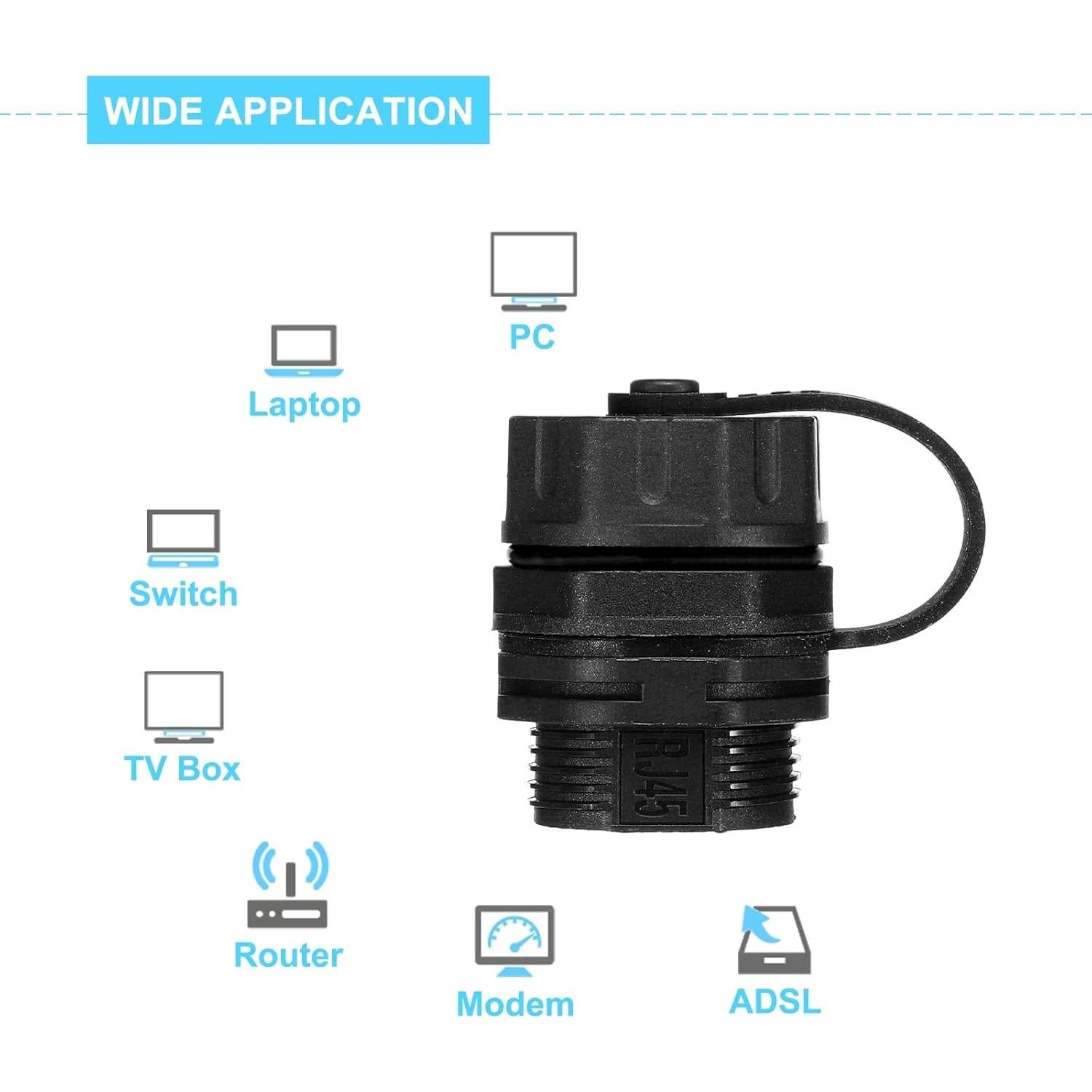 Acoplador RJ45 Blindado IP67 MECCANIXITY para Ethernet CAT6 - Paquete de 2