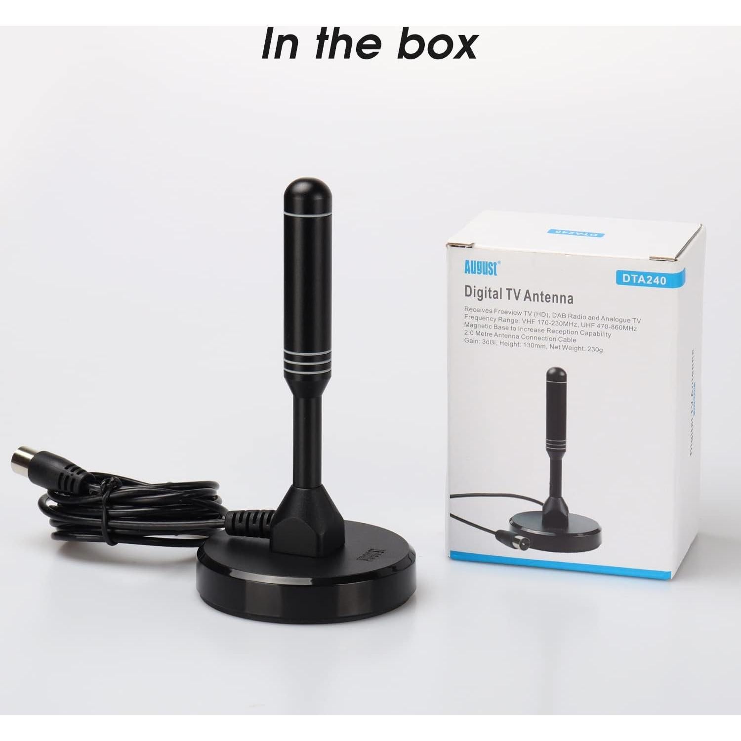 Antena HDTV August DTA240 - Digital Portátil 80.5 km Alcance