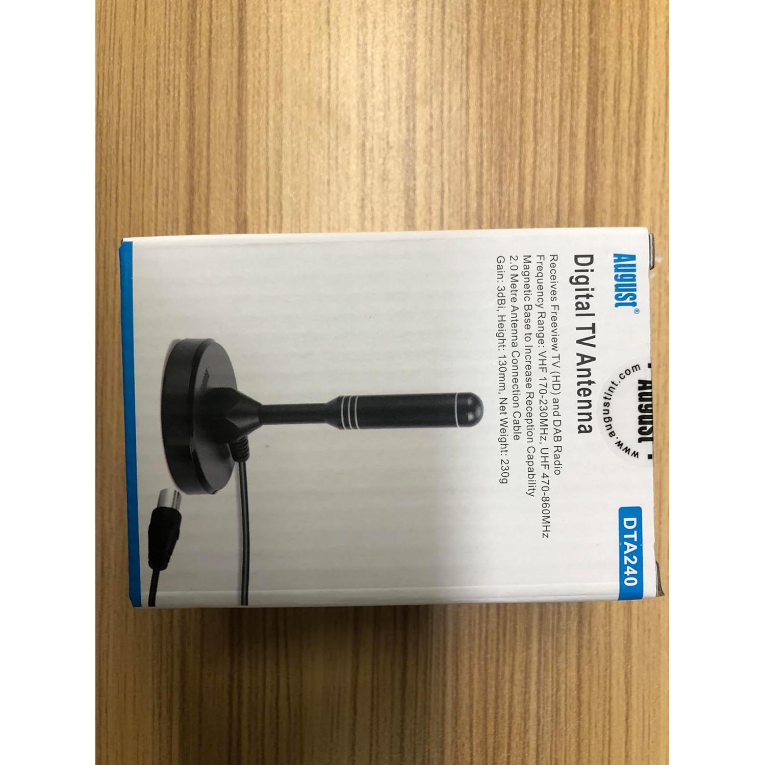 Antena HDTV August DTA240 - Digital Portátil 80.5 km Alcance