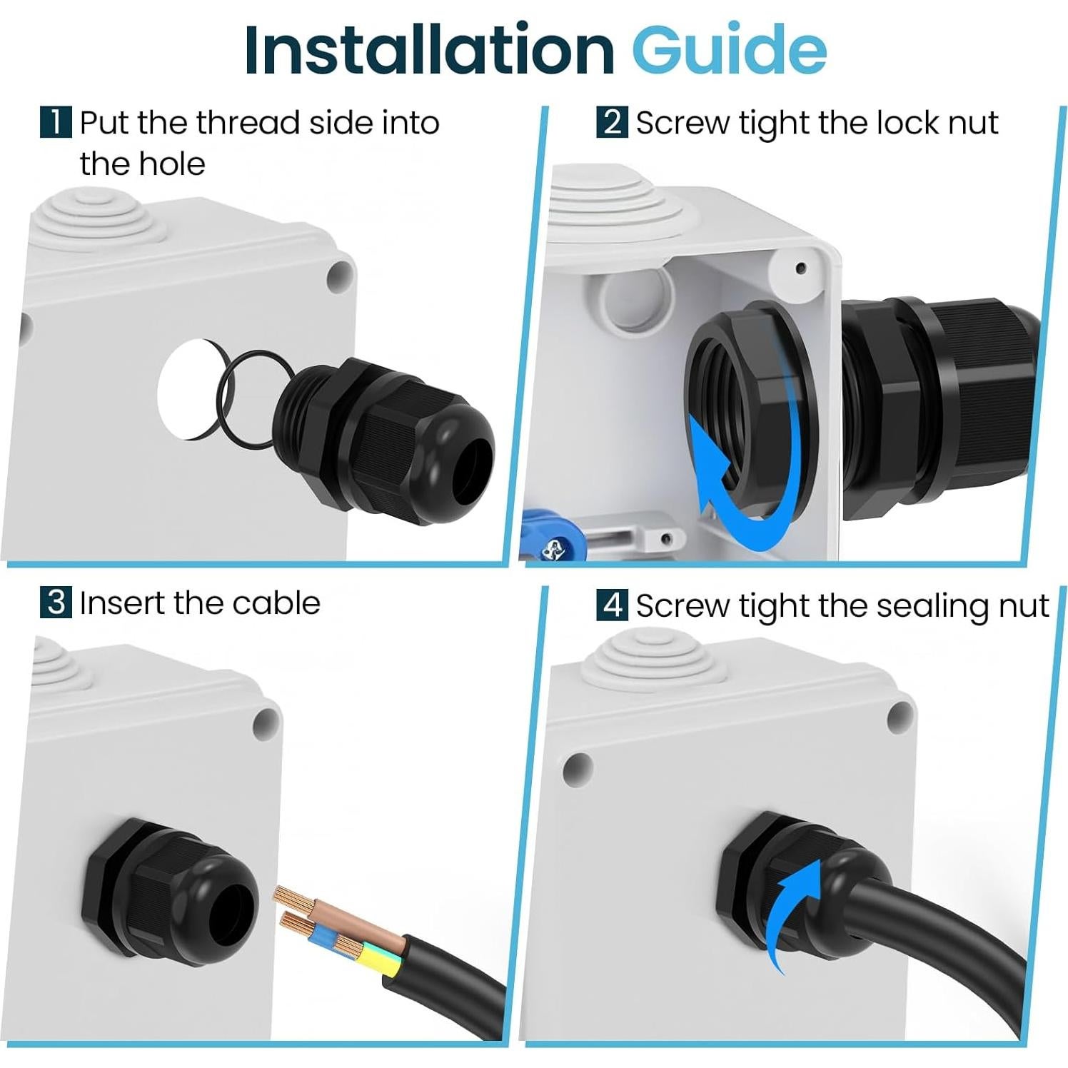 Conectores de Cable Ajustables SDTC Tech M20x1.5 IP68 - 10 Piezas