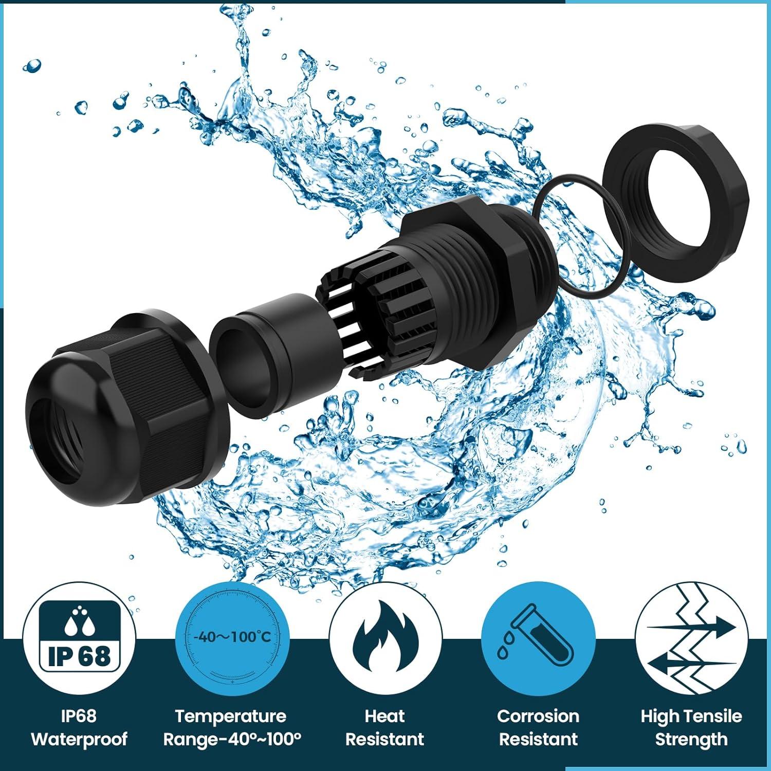 Conectores de Cable Ajustables SDTC Tech M20x1.5 IP68 - 10 Piezas