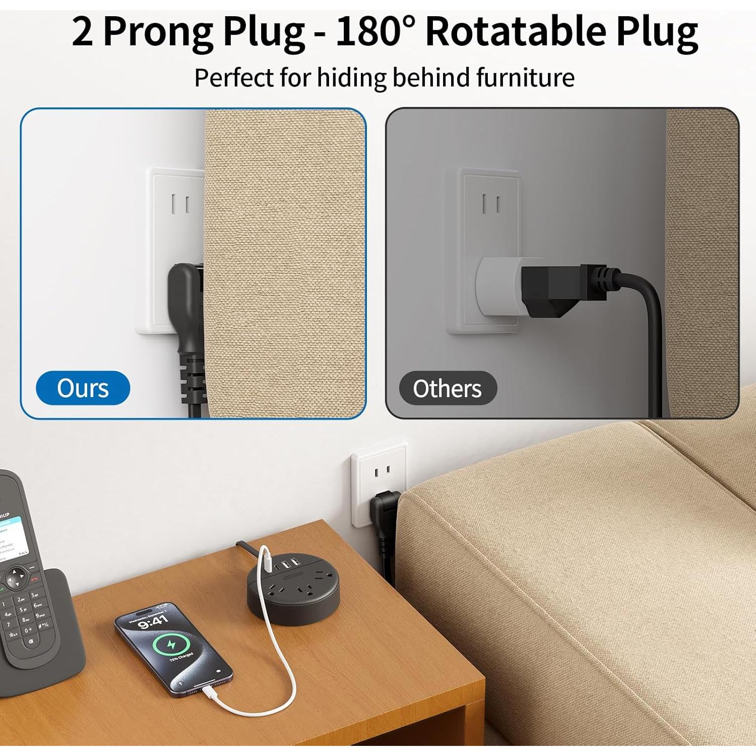 Adaptador de Enchufe NTONPOWER 2 Patas a 3 Patas 1.5m