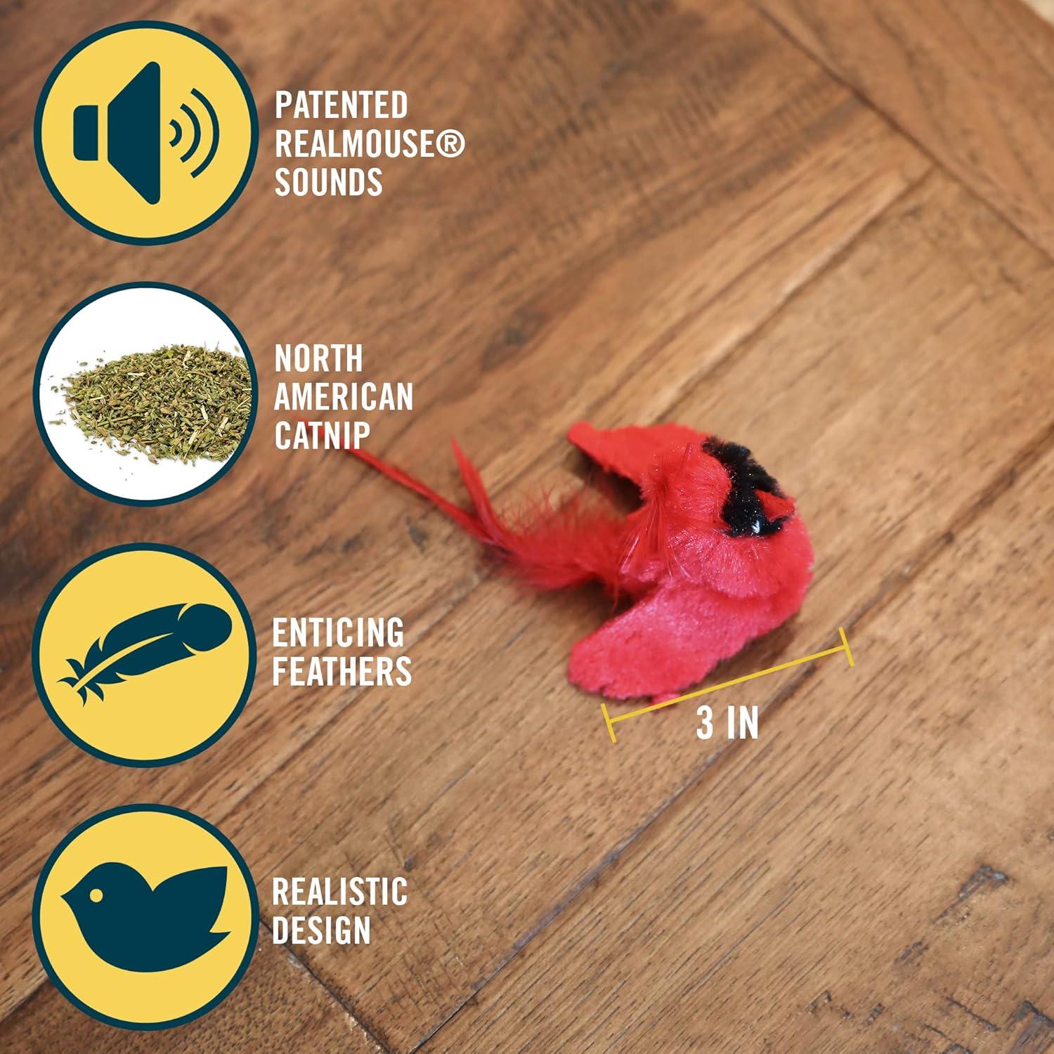 Juguete Interactivo para Gatos OurPets RealBirds con Hierba Gatera
