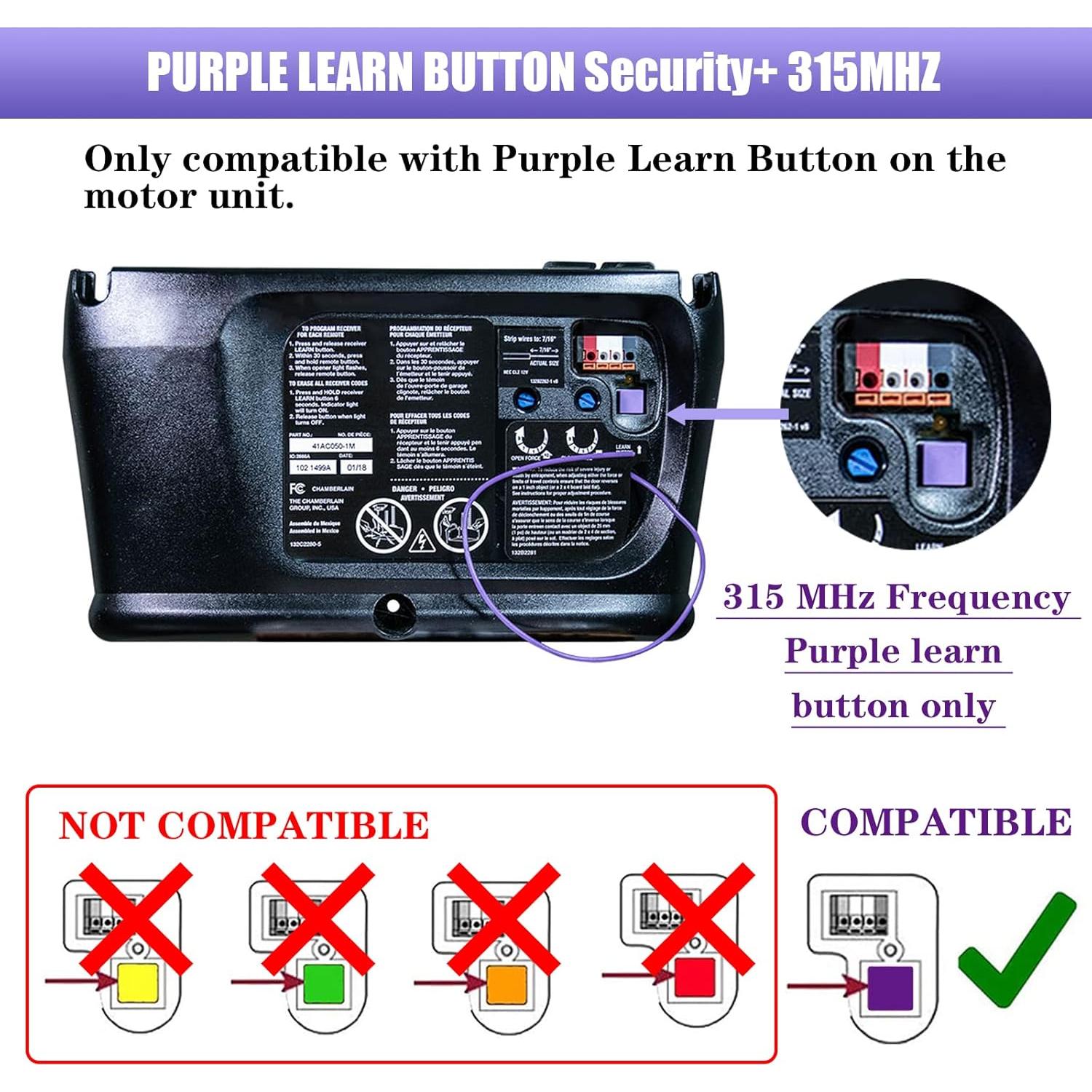 Control Remoto de Puerta de Garaje LAWOHO Morado 315MHz