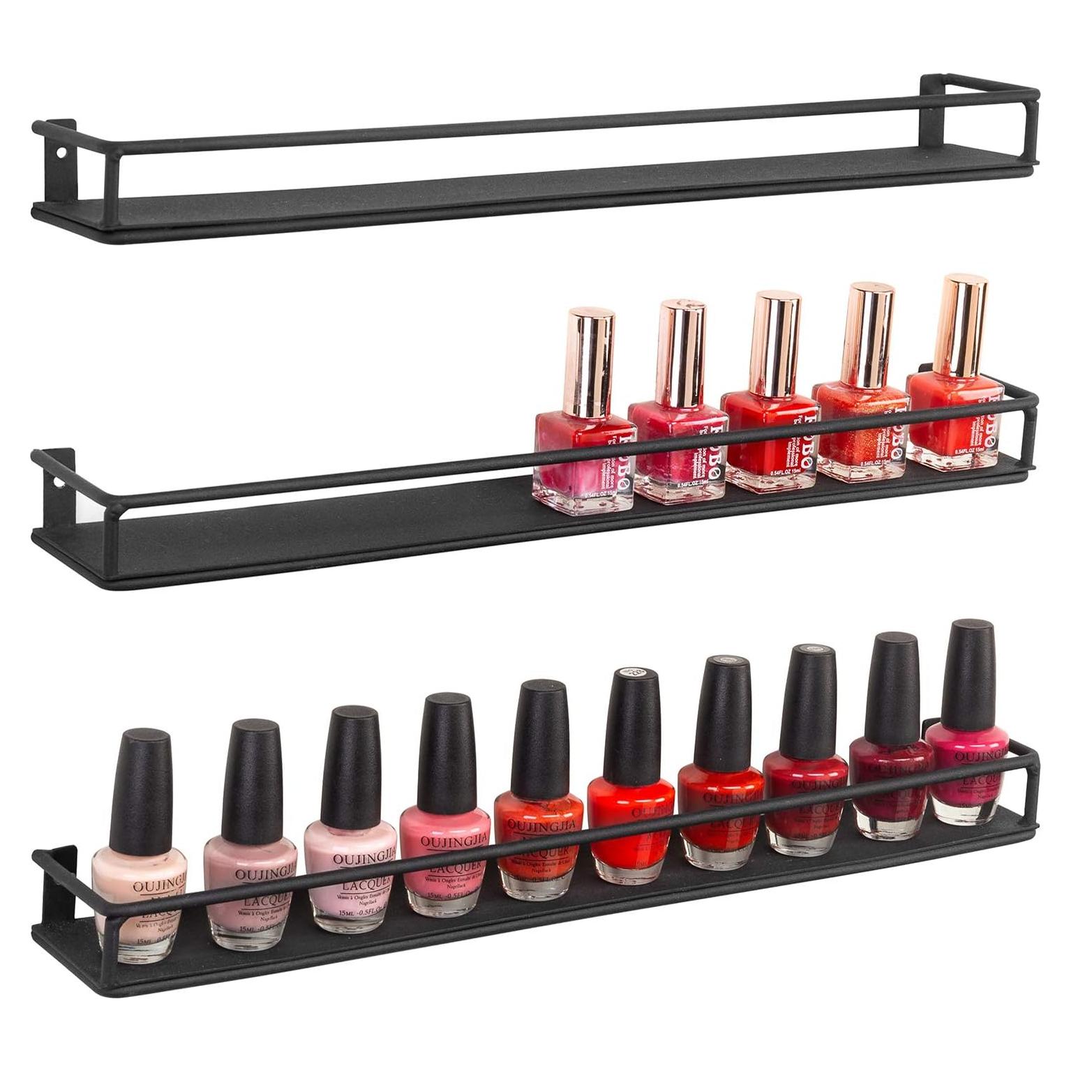 Juego de 3 Estantes de Metal Negro MyGift para Cocina y Cosméticos