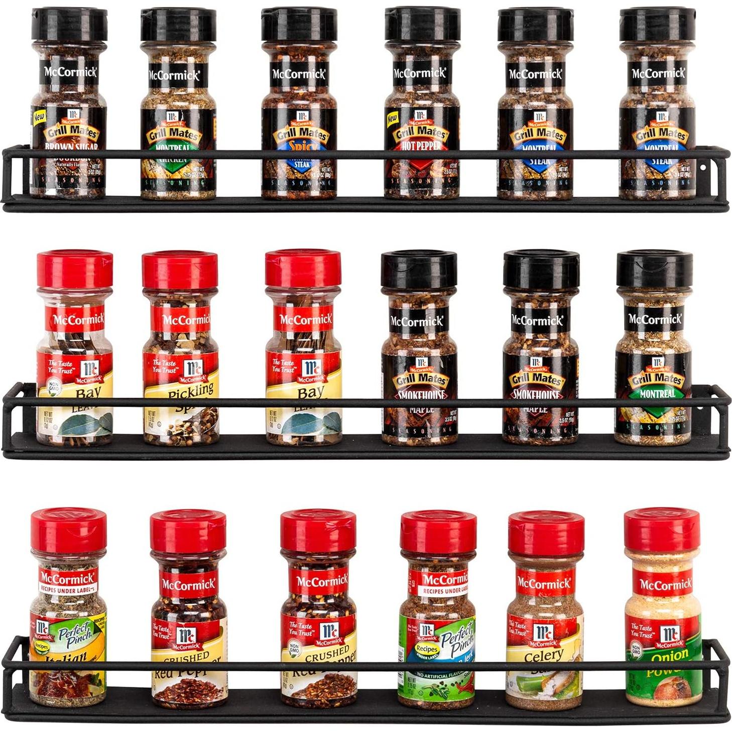 Juego de 3 Estantes de Metal Negro MyGift para Cocina y Cosméticos