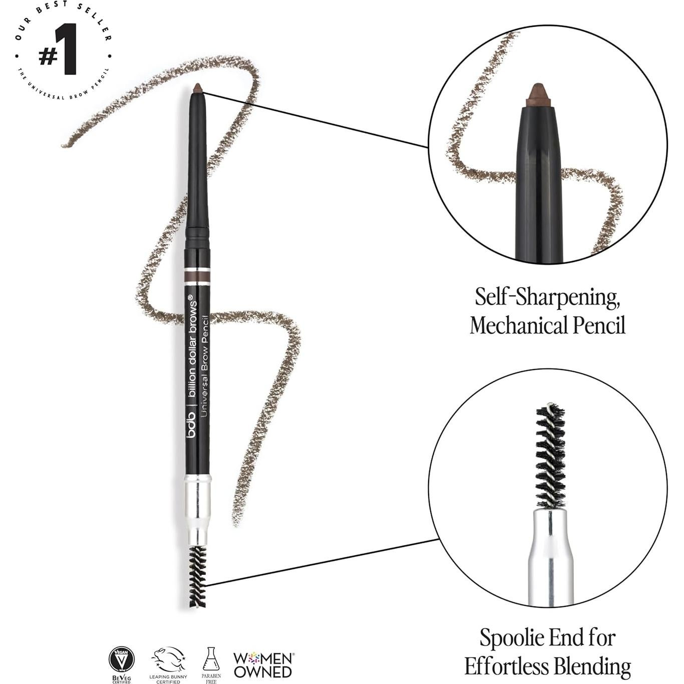 Lápiz de Cejas Universal Billion Dollar Brows - Doble Punta, Vegano