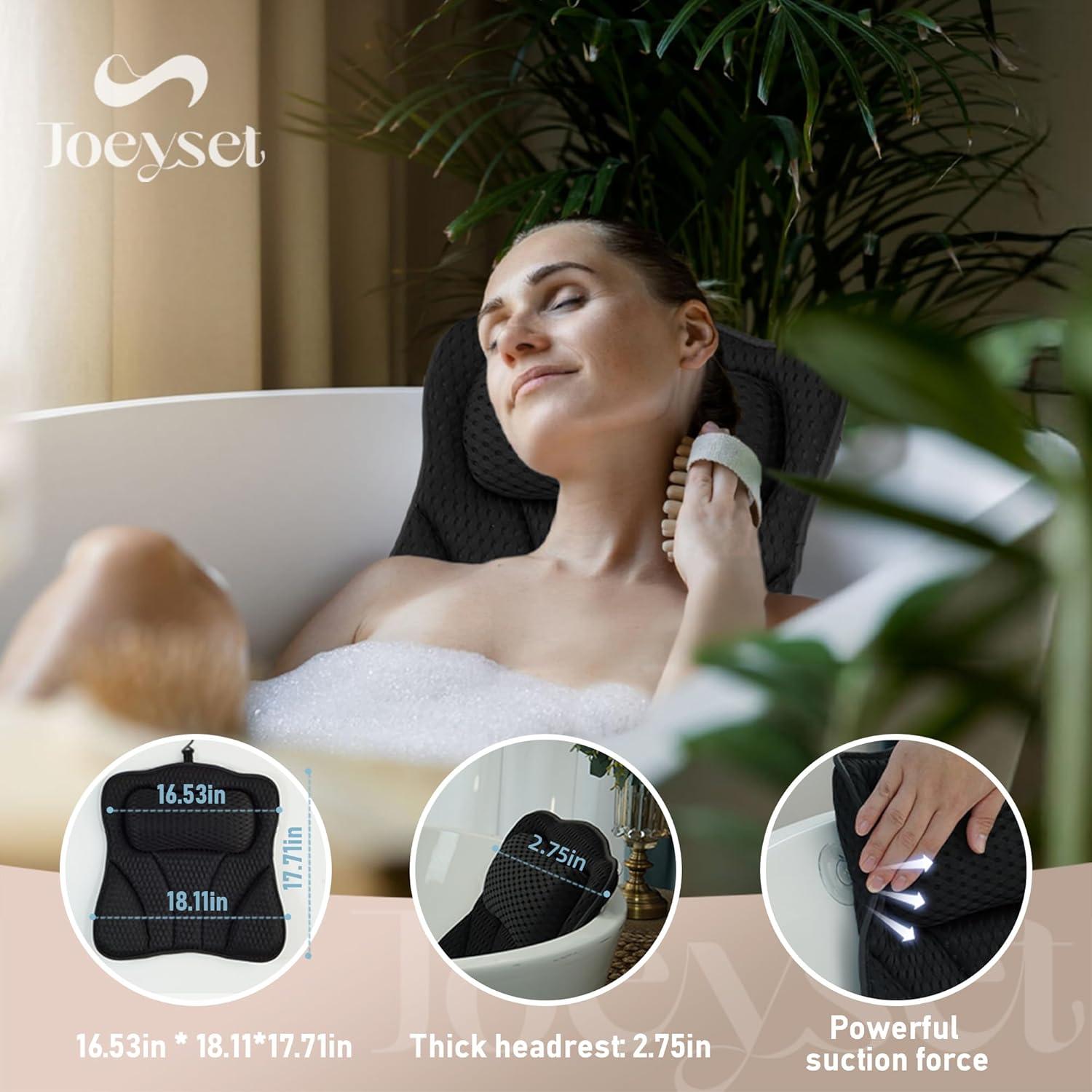 Almohada de Baño Joeyset Negra 4D para Cabeza y Cuello