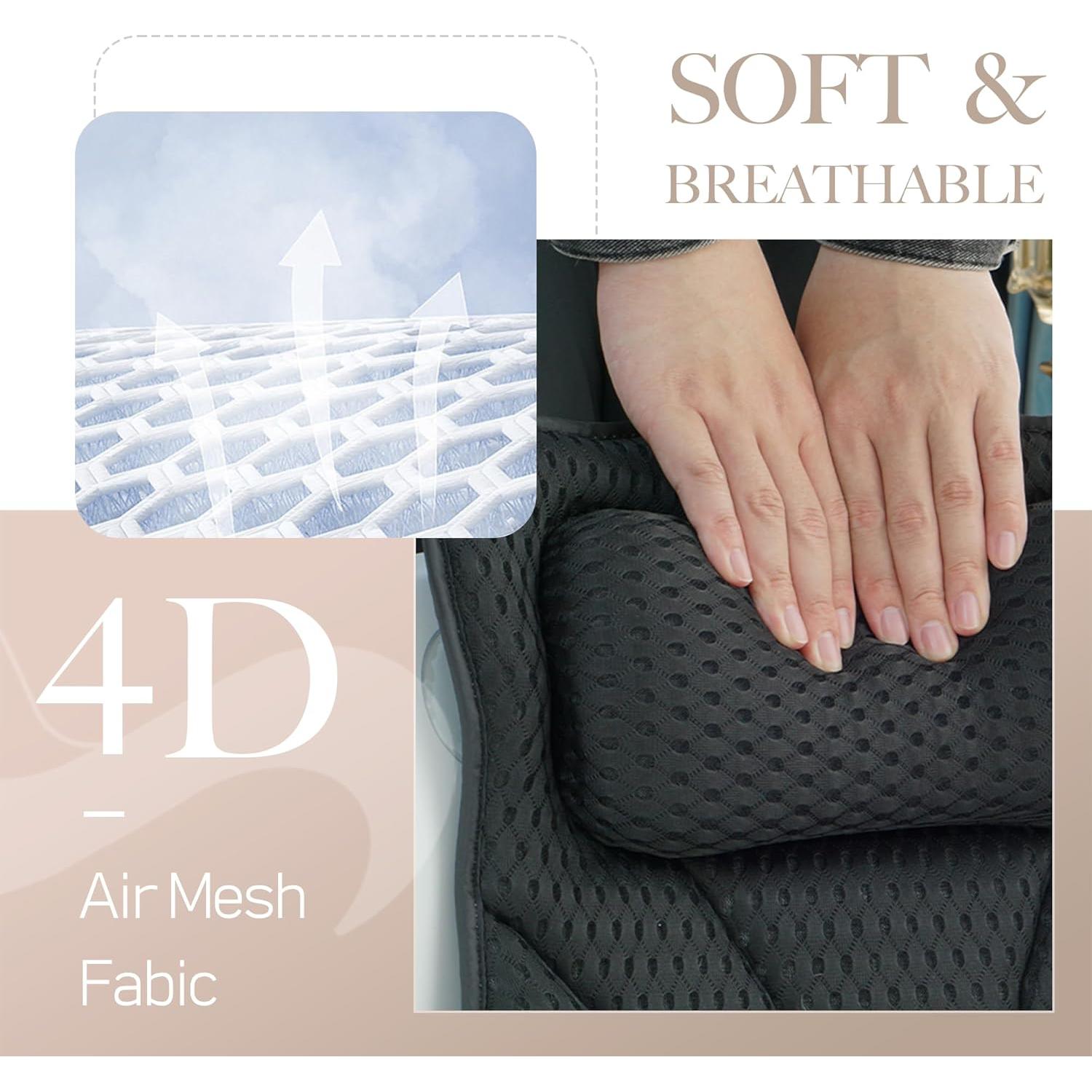 Almohada de Baño Joeyset Negra 4D para Cabeza y Cuello