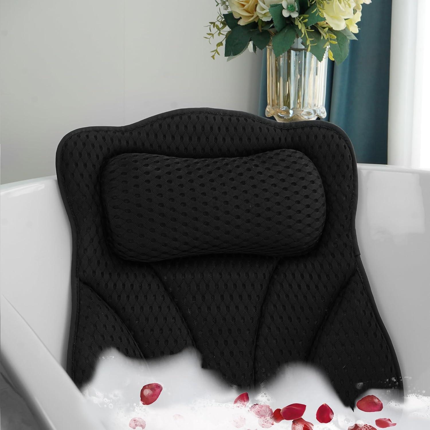 Almohada de Baño Joeyset Negra 4D para Cabeza y Cuello