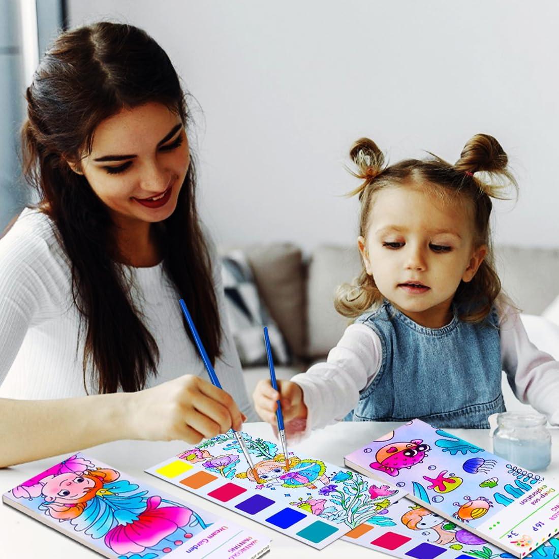 Set de Pintura Acuarela JUNQIU para Niños 4-8 Años - 2 Libros