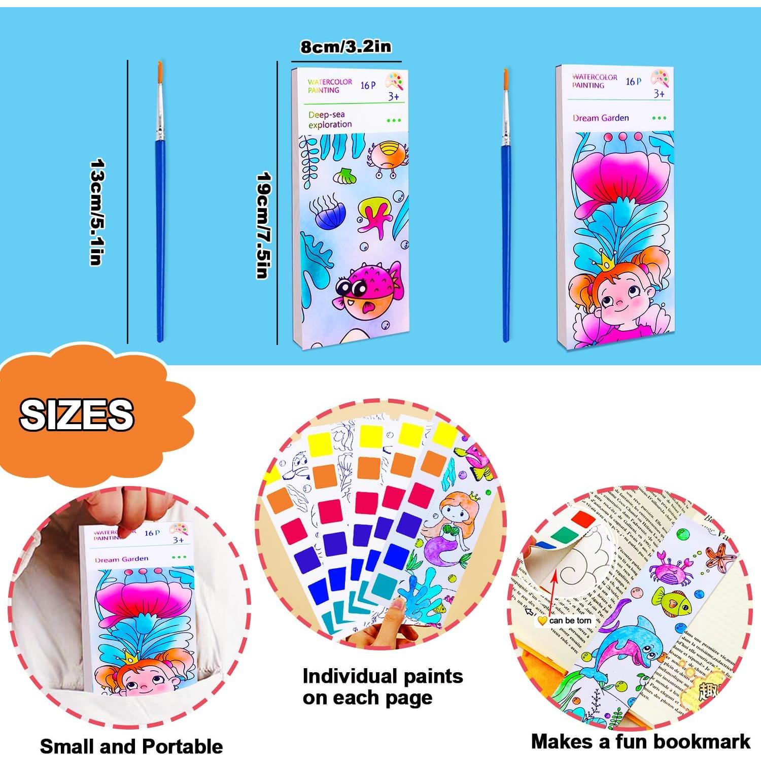 Set de Pintura Acuarela JUNQIU para Niños 4-8 Años - 2 Libros