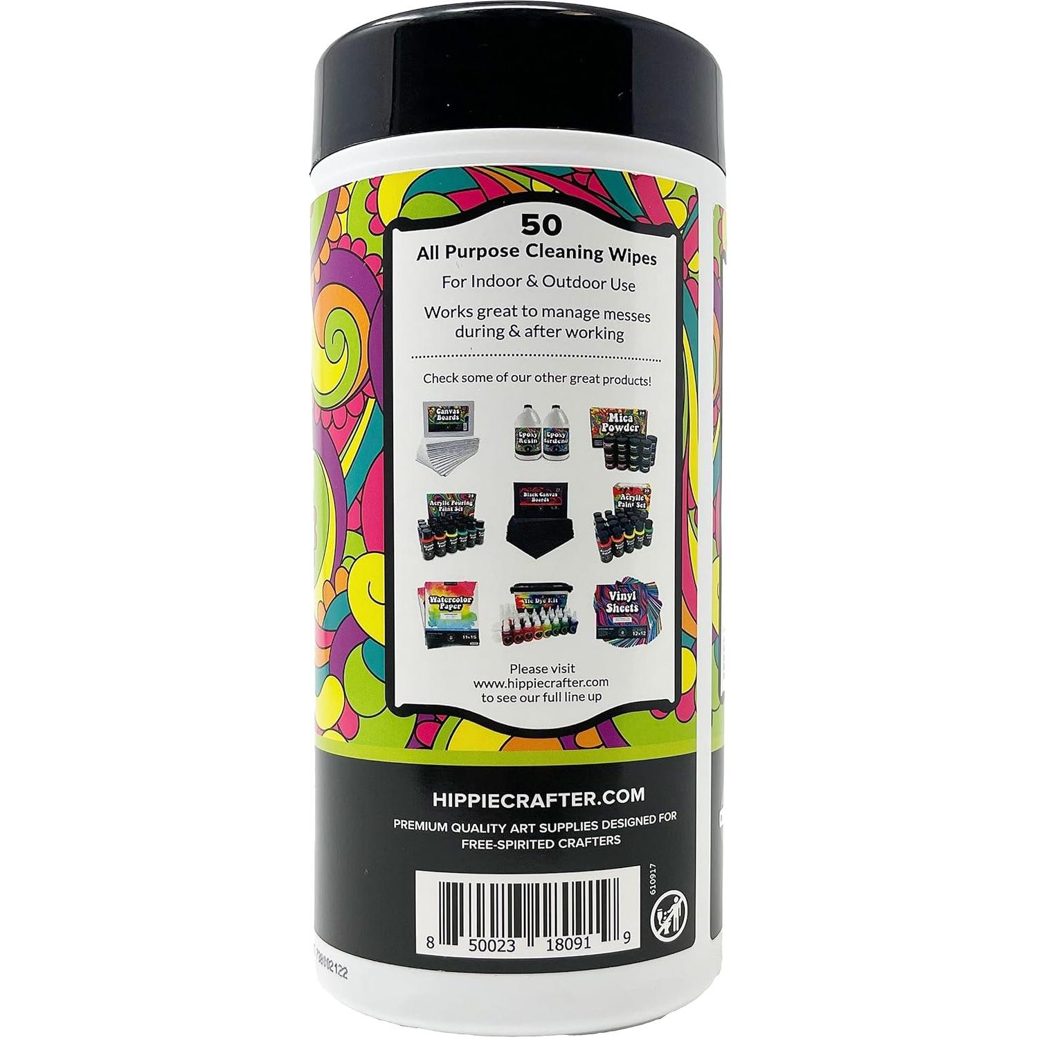 Toallitas Limpiadoras para Pintura Hippie Crafter - 50 Unidades