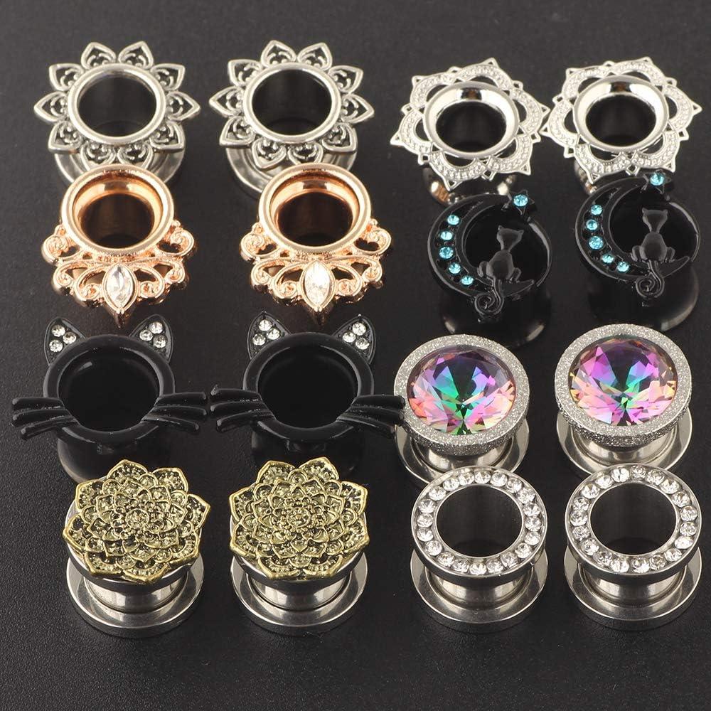 Túnel de Oreja Acero Inoxidable 8 Pares Zircón TianCi