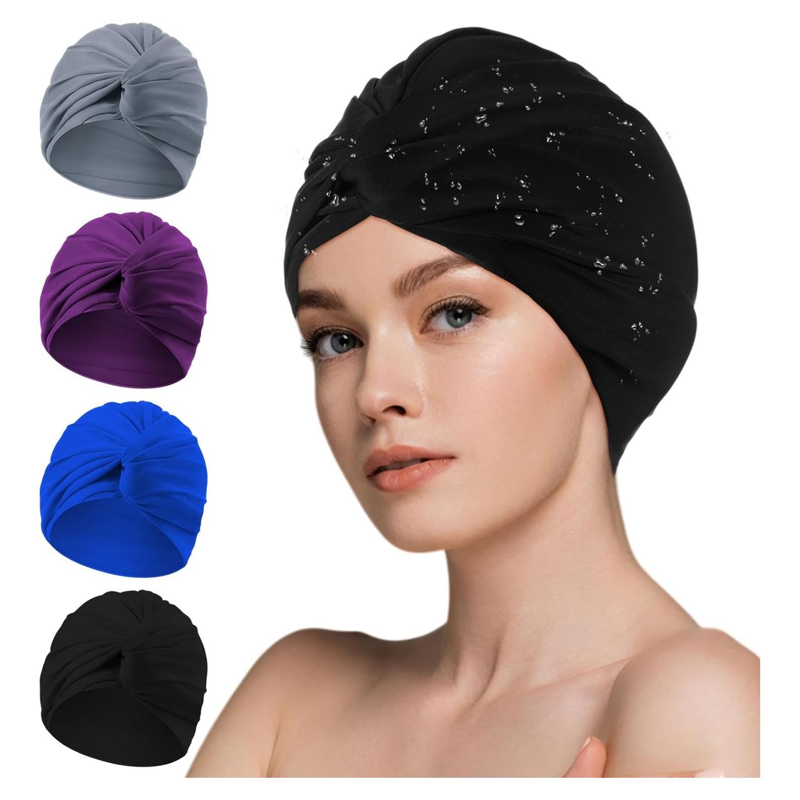 Gorros de Natación Shyyween 4 Piezas para Mujeres Antideslizantes