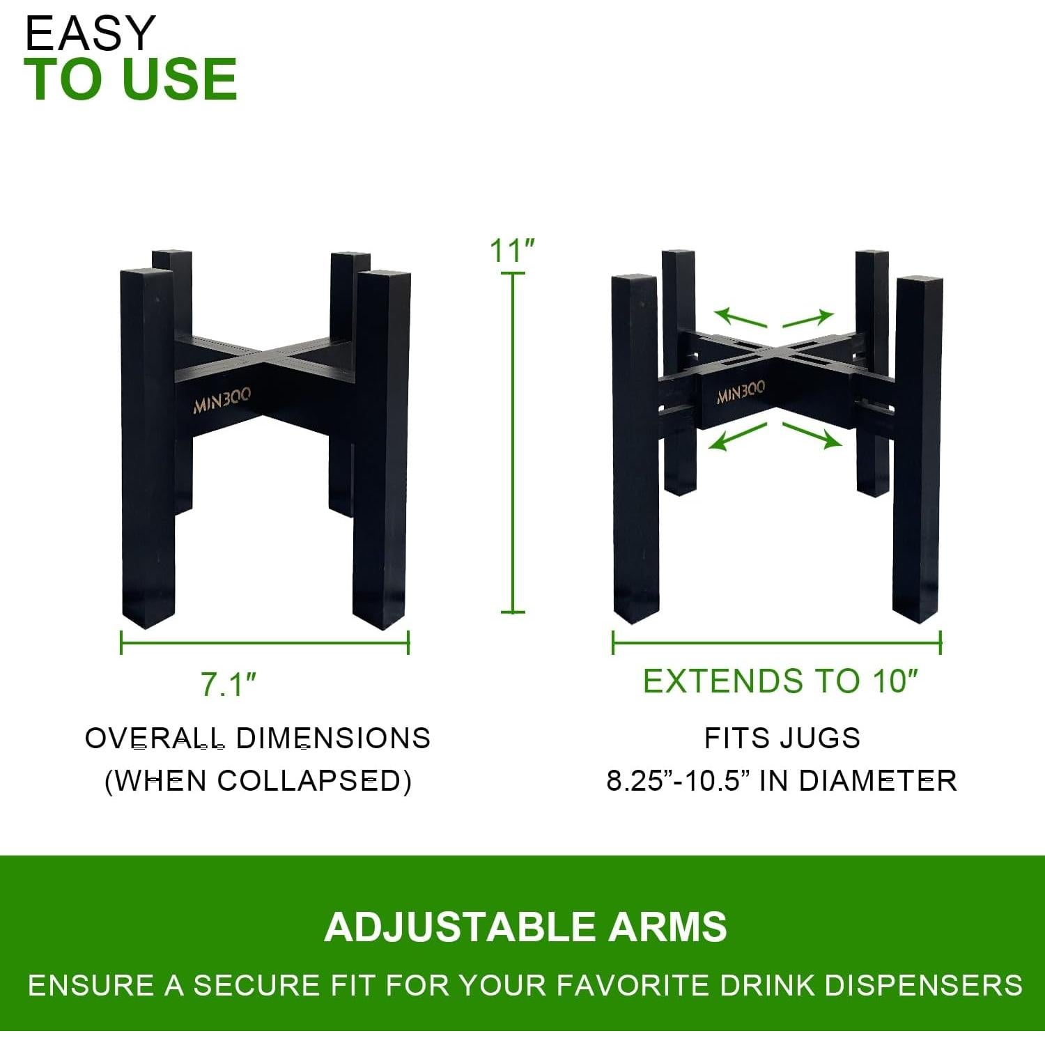 Soporte ajustable para dispensador de agua MinBoo 15-36 cm negro