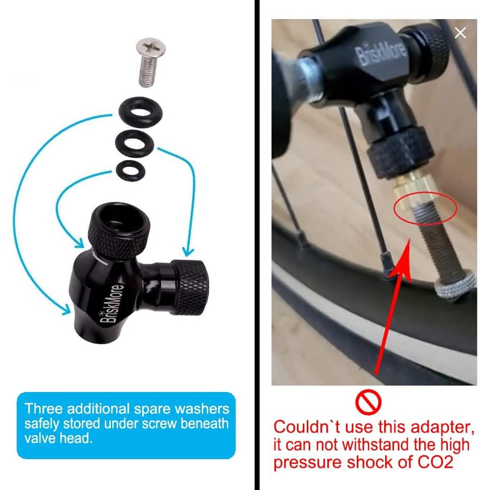 Kit Inflador CO2 BriskMore con 5 Cartuchos de 16g para Bicicleta