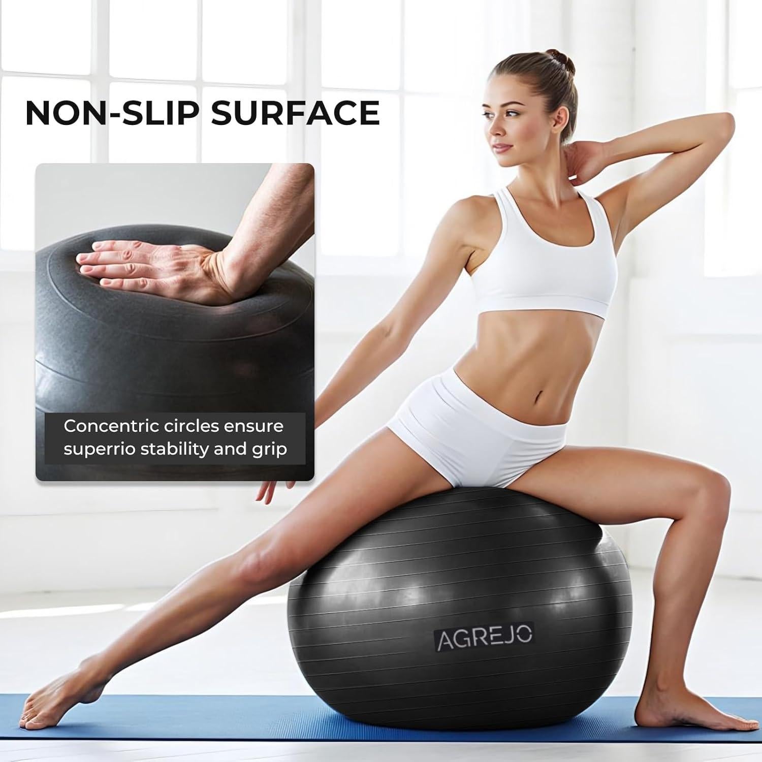 Bola de Yoga Inflable AGREJO 65cm Antideslizante PVC