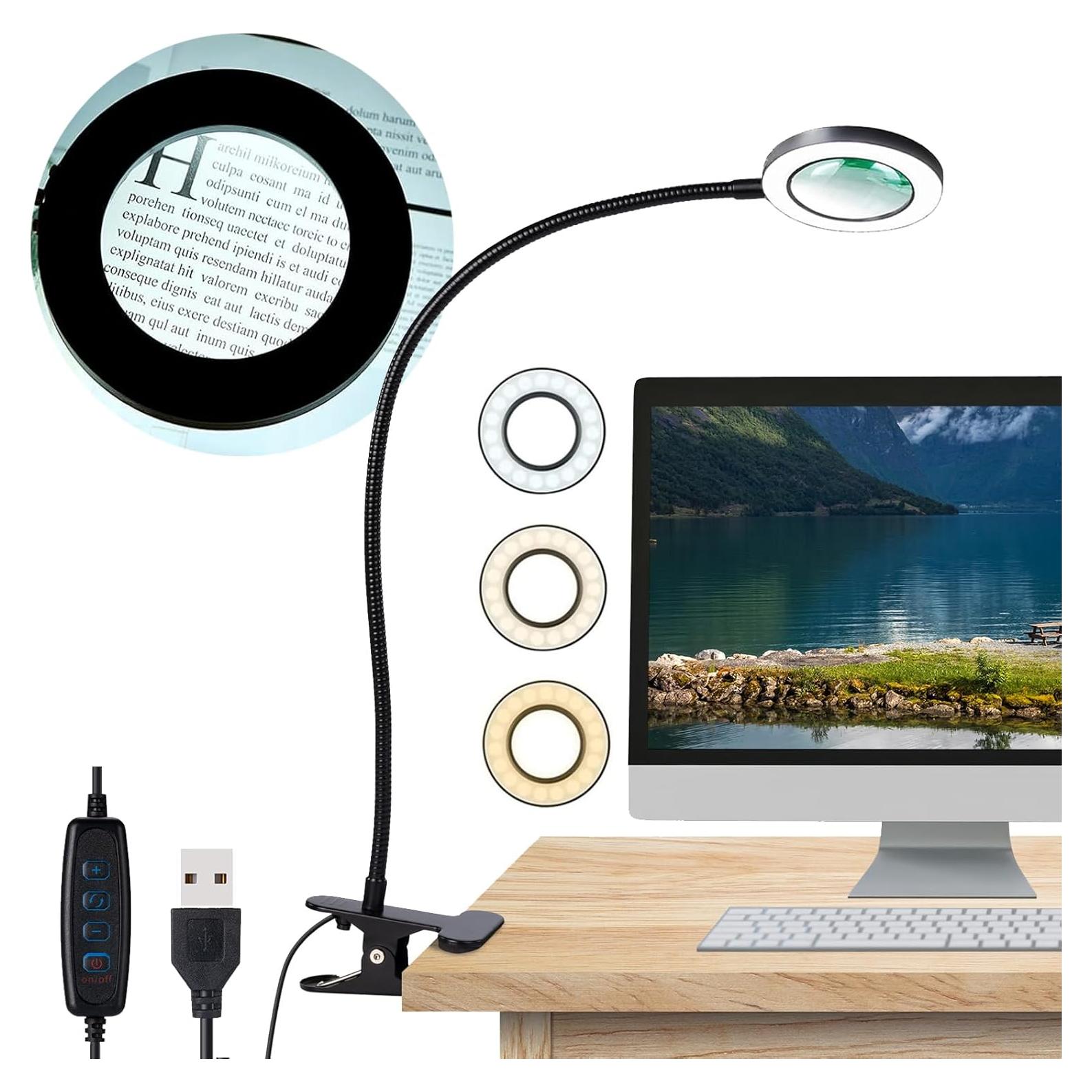 Lupa de Escritorio con Luz Yeegras 10x y Brazo Flexible