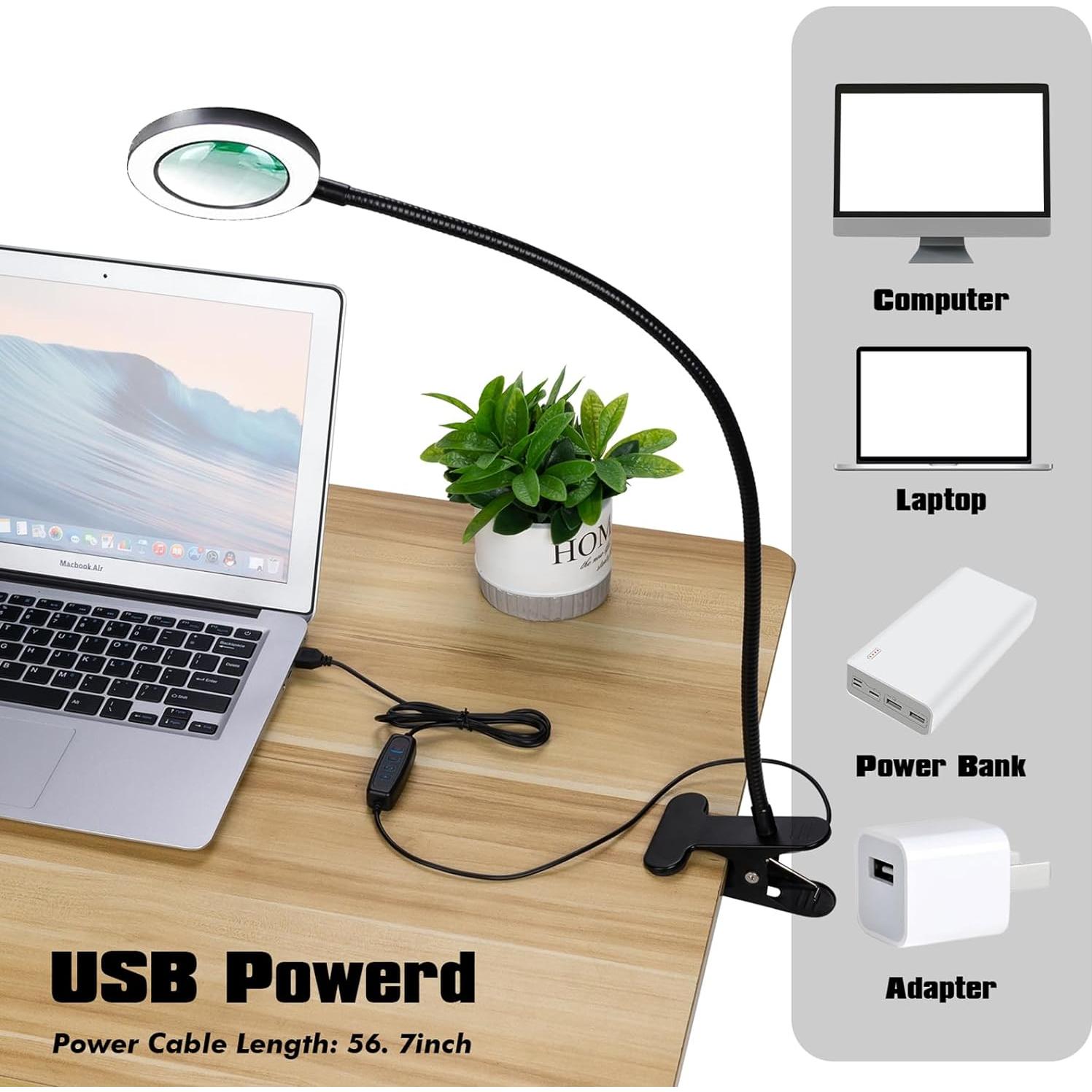 Lupa de Escritorio con Luz Yeegras 10x y Brazo Flexible