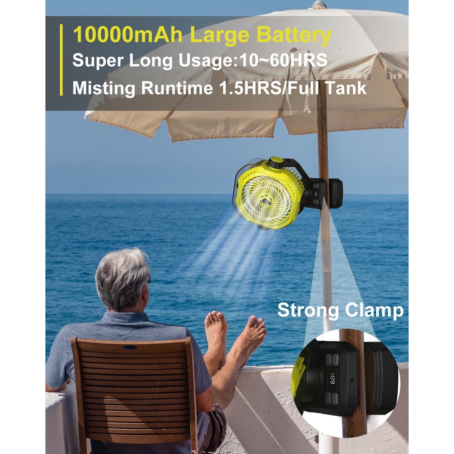 Ventilador Portátil Recargable Dymuzic HY-8196C 9" con Nebulización