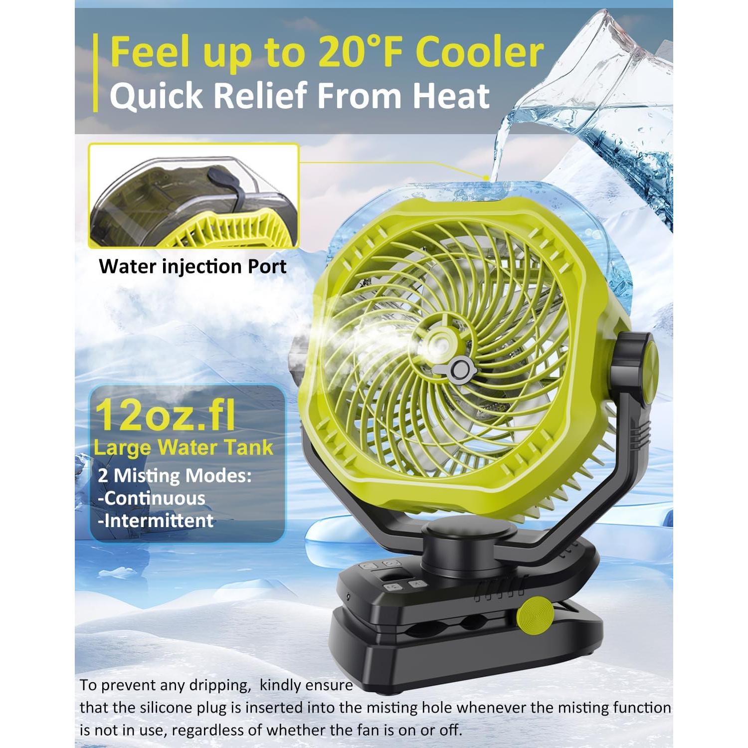 Ventilador Portátil Recargable Dymuzic HY-8196C 9" con Nebulización