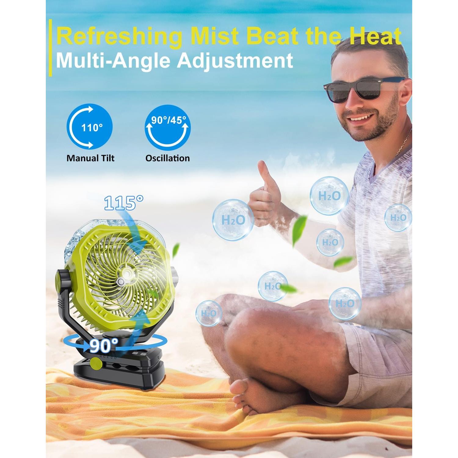 Ventilador Portátil Recargable Dymuzic HY-8196C 9" con Nebulización