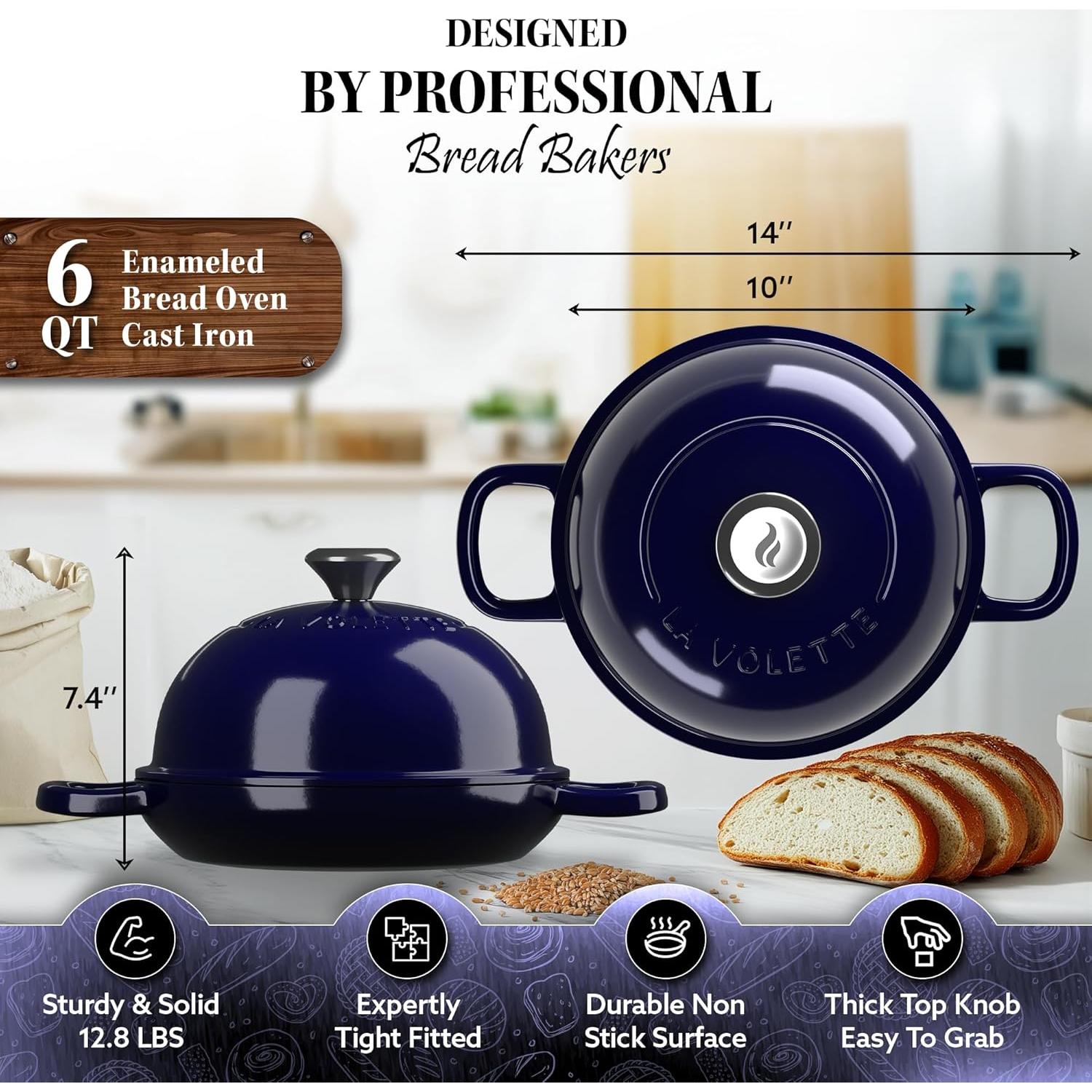 Juego de Horno de Pan de Hierro Fundido La Volette 9 Piezas 6L