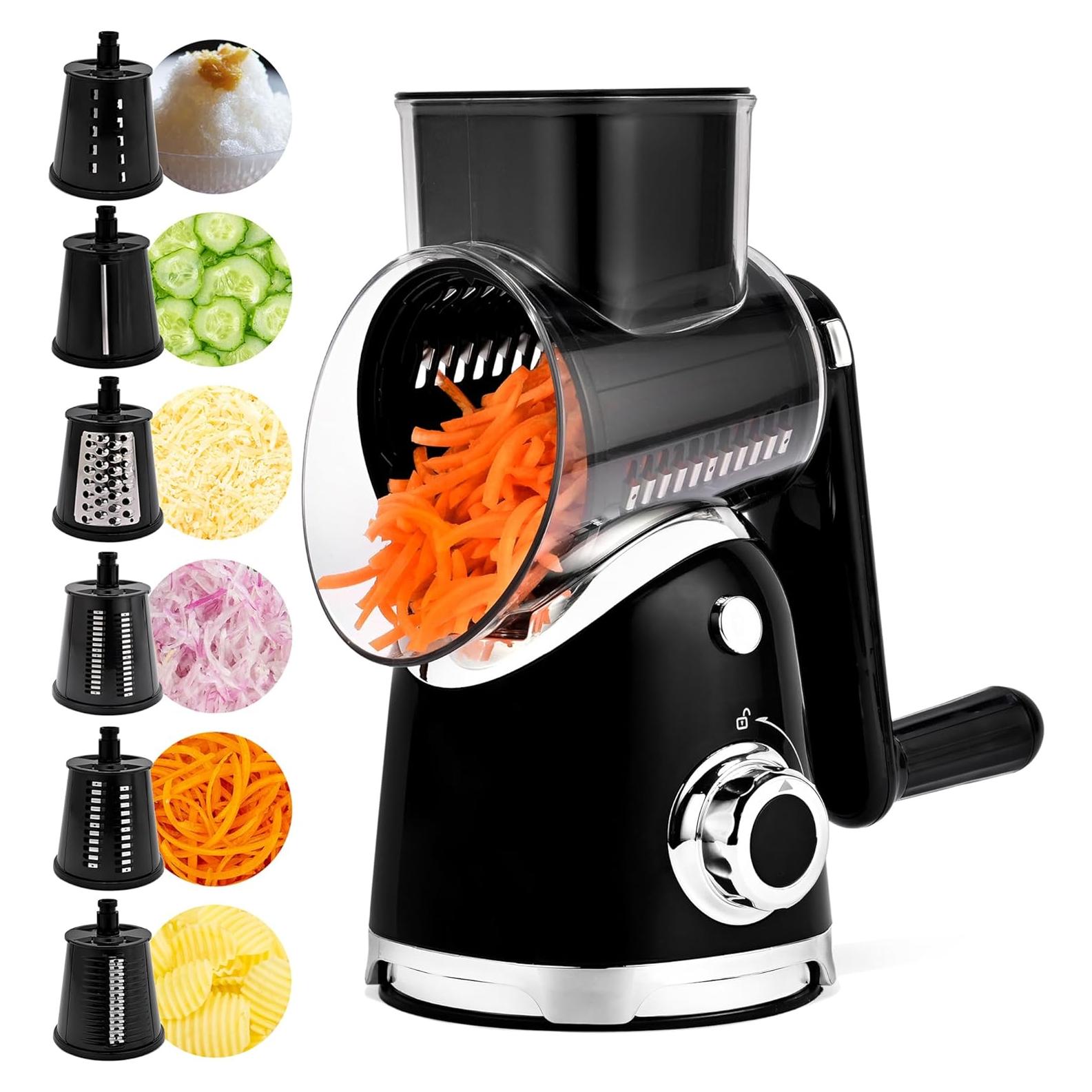 Rallador de Queso Rotativo SUSTEAS con 6 Cuchillas Intercambiables