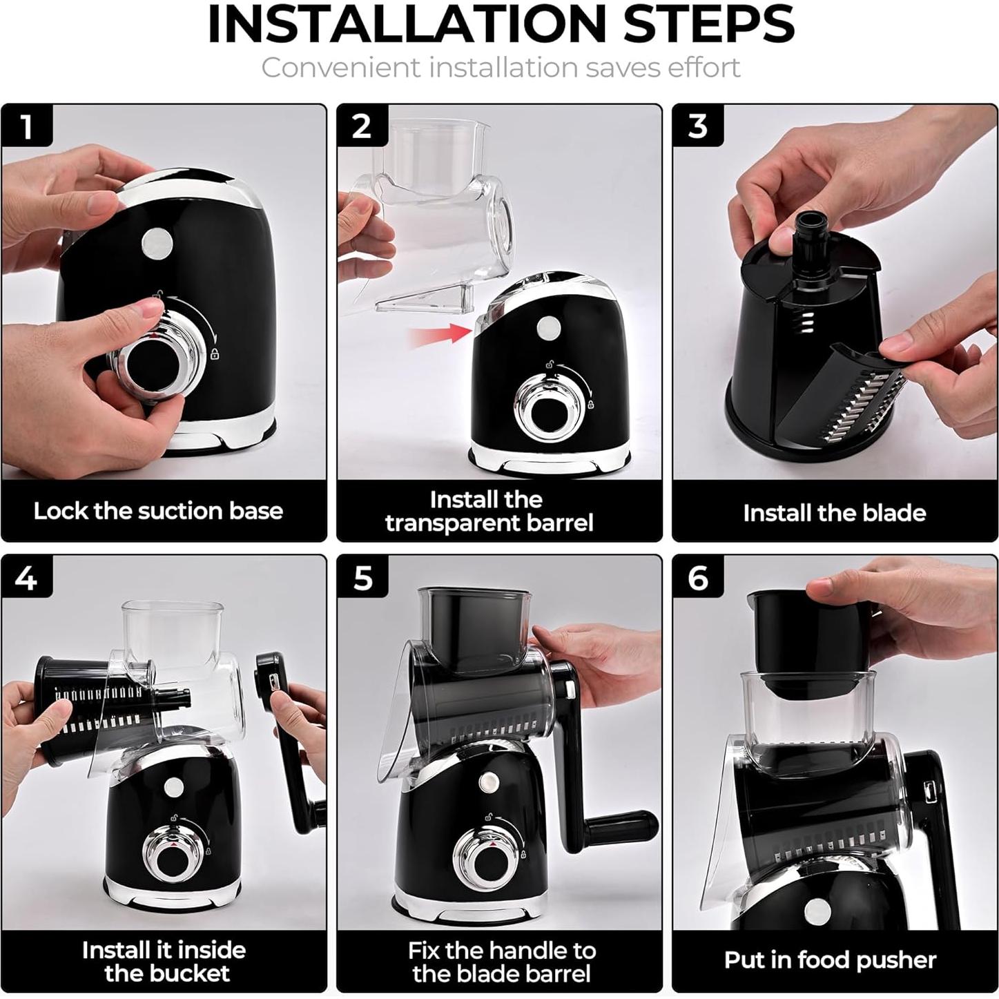 Rallador de Queso Rotativo SUSTEAS con 6 Cuchillas Intercambiables