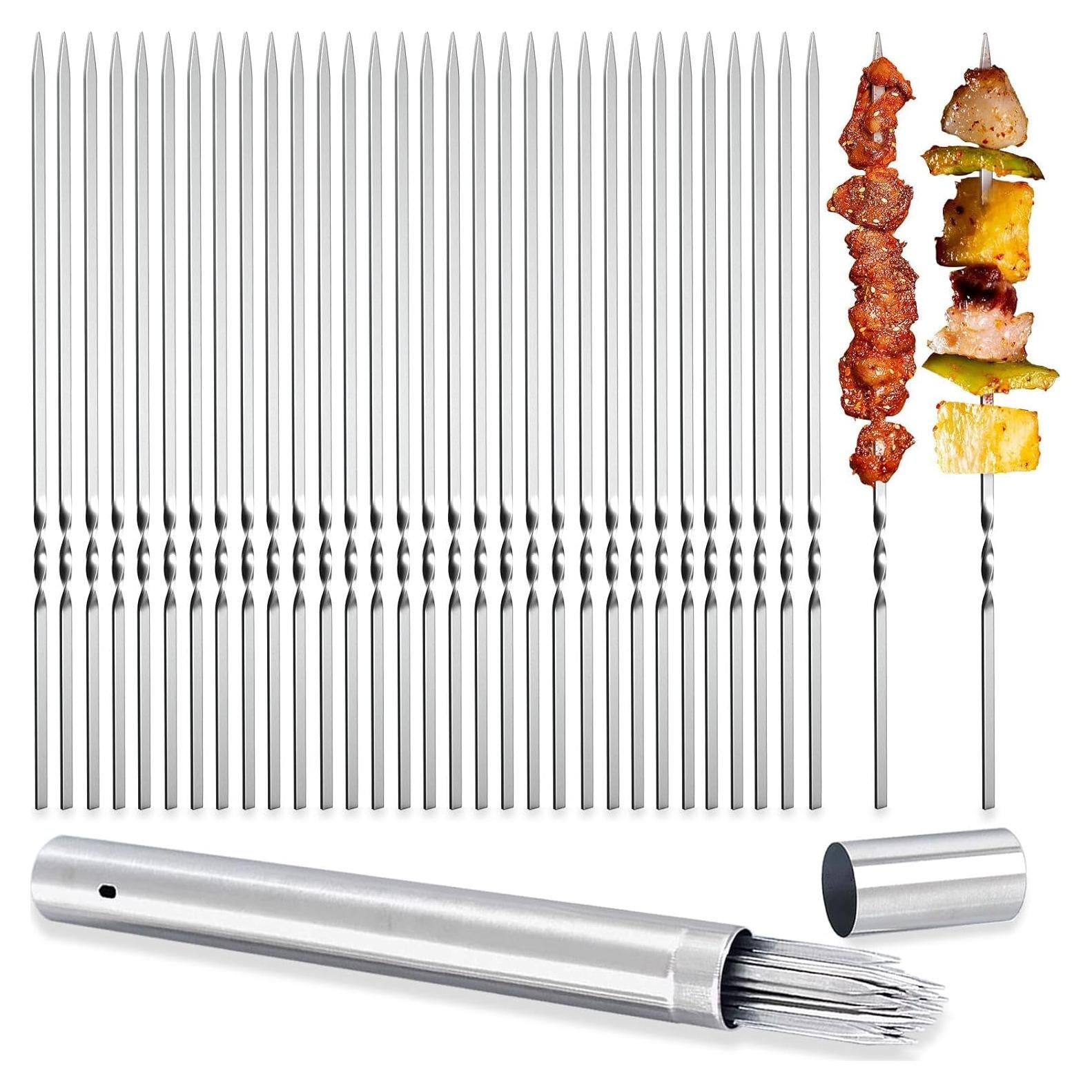 Pinchos de Barbacoa AIMEIKI 50 Piezas Acero Inoxidable 37.6 cm