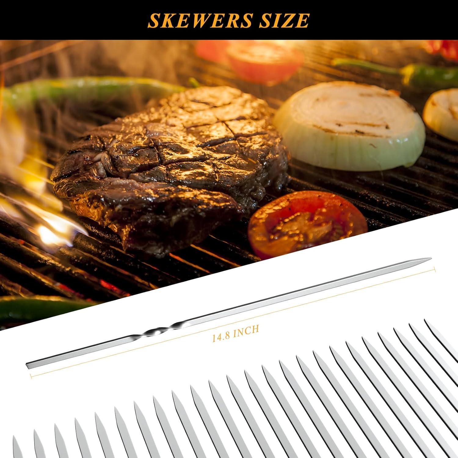 Pinchos de Barbacoa AIMEIKI 50 Piezas Acero Inoxidable 37.6 cm